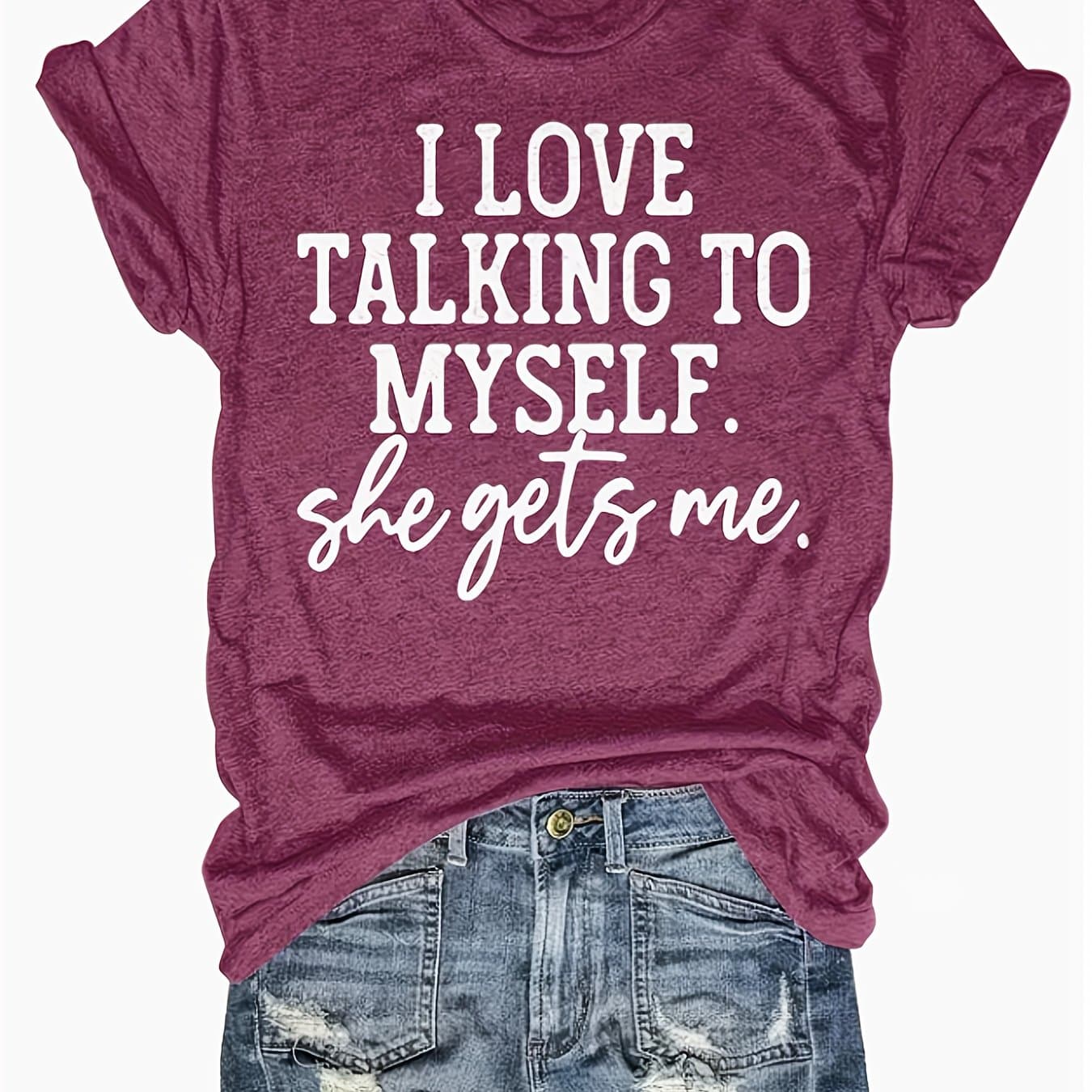 TEMU I Like To Talk To , She Understands Women's Casual T-shirt, Round Neck Short-sleeved T-shirt, Machine Washable, Easy And Versatile Breathable Spring And Summer (travel Vacation Theme)