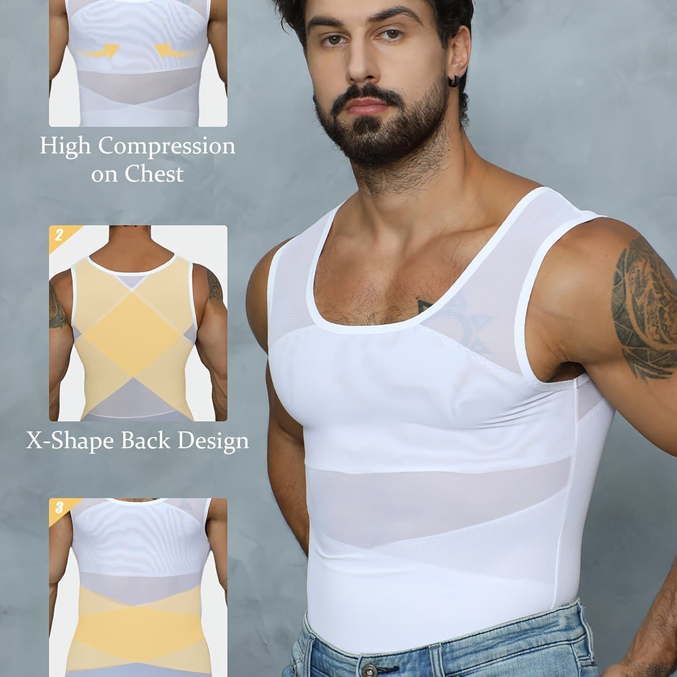 TEMU Men's Compression Vest Shaper For Belly Fat - Ultra-thin & Breathable Slimming Vest.post-surgery Recovery, Seamless Invisible Under Shirt, Cool Workout Body Shaper Formen (black, Medium)