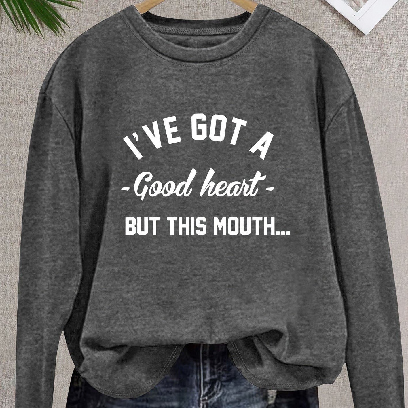 TEMU Chic Letter Print Long Sleeve T-shirt For Women, Crew Neck, Perfect For