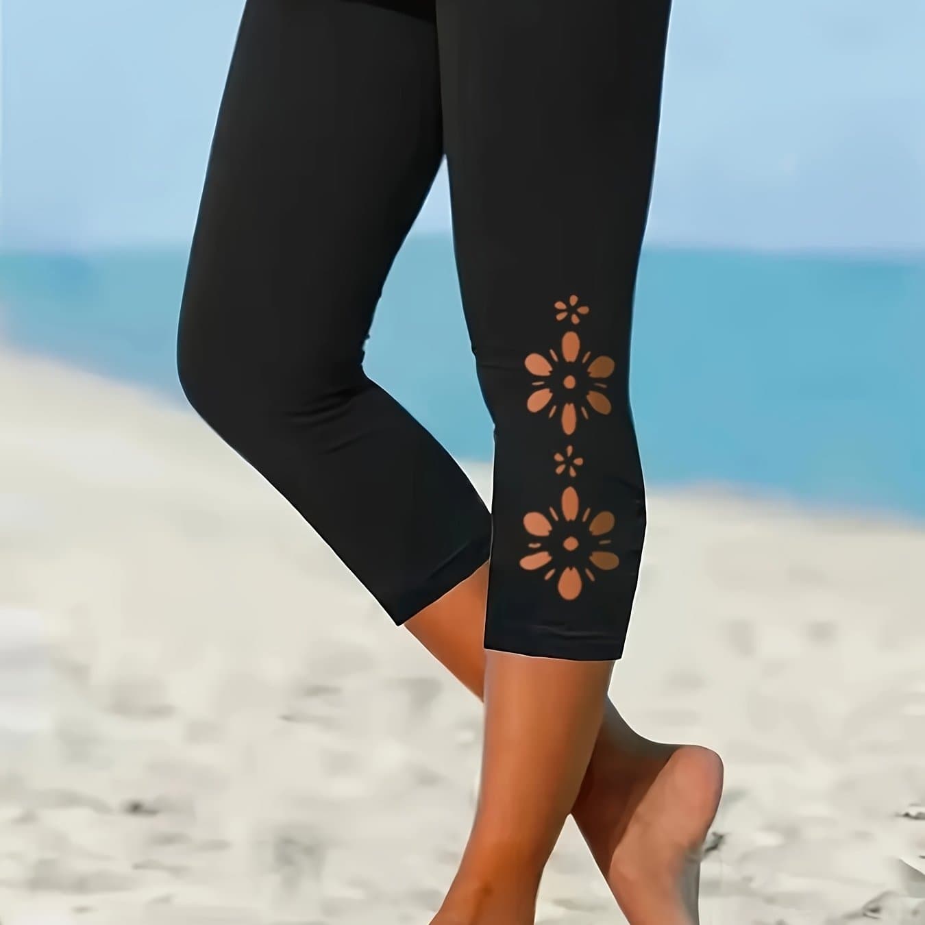 TEMU Women's Capri Leggings, Hollow-out Tights