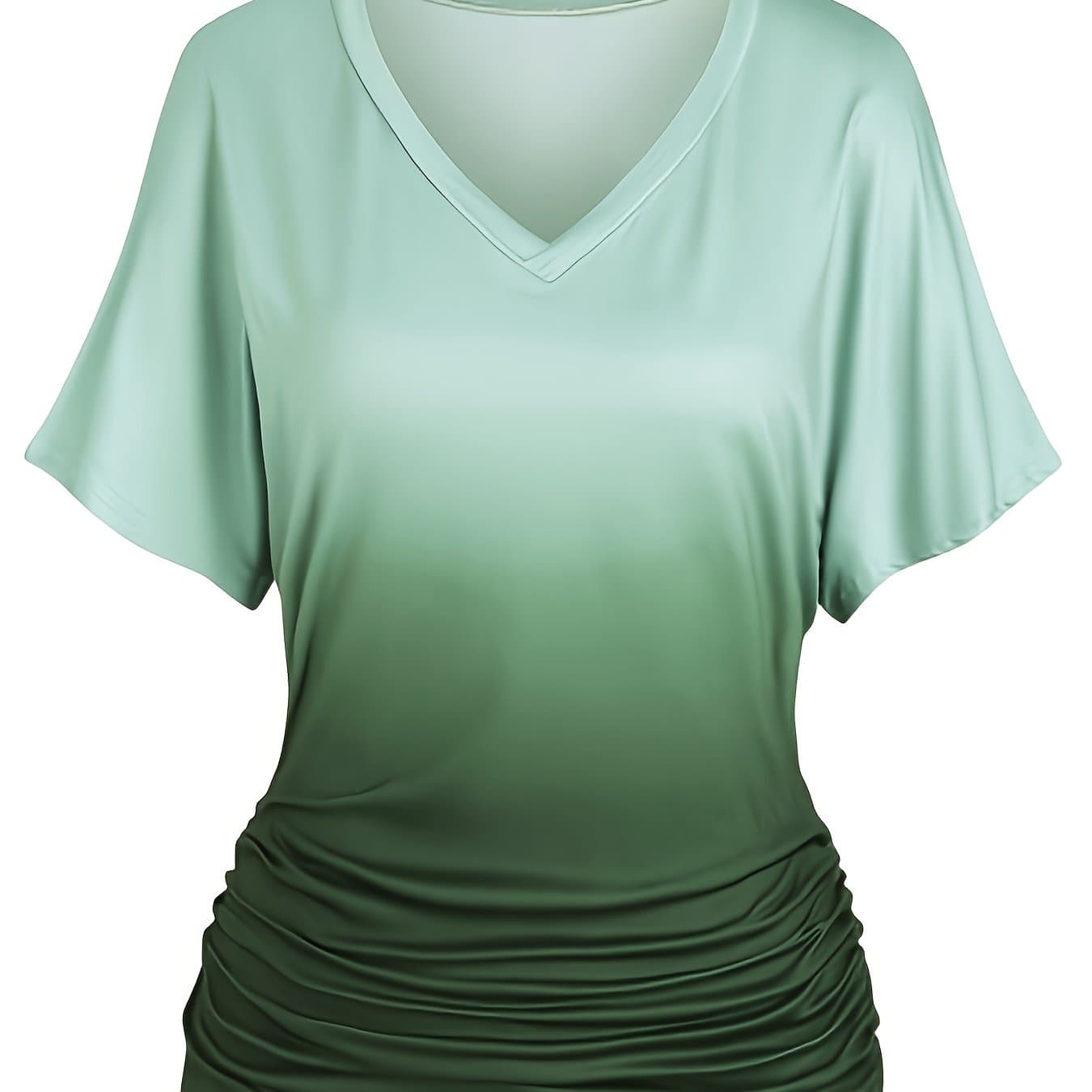 TEMU Ladies Gradient Print V-neck Batwing Sleeve T-shirt