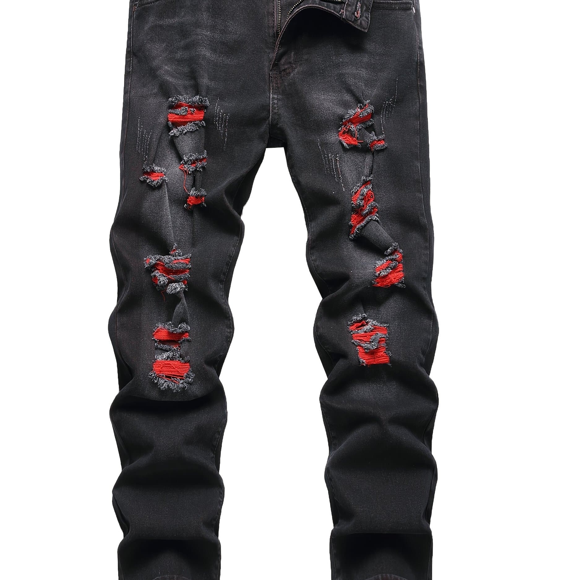 TEMU Men's Jeans Slim Stretch Hole Long Pants