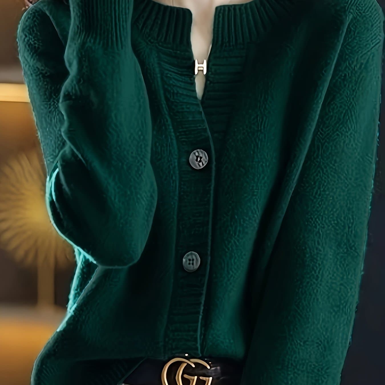 TEMU New Solid Color Versatile Round Neck Thin Loose Mid-length Sleeve Cardigan
