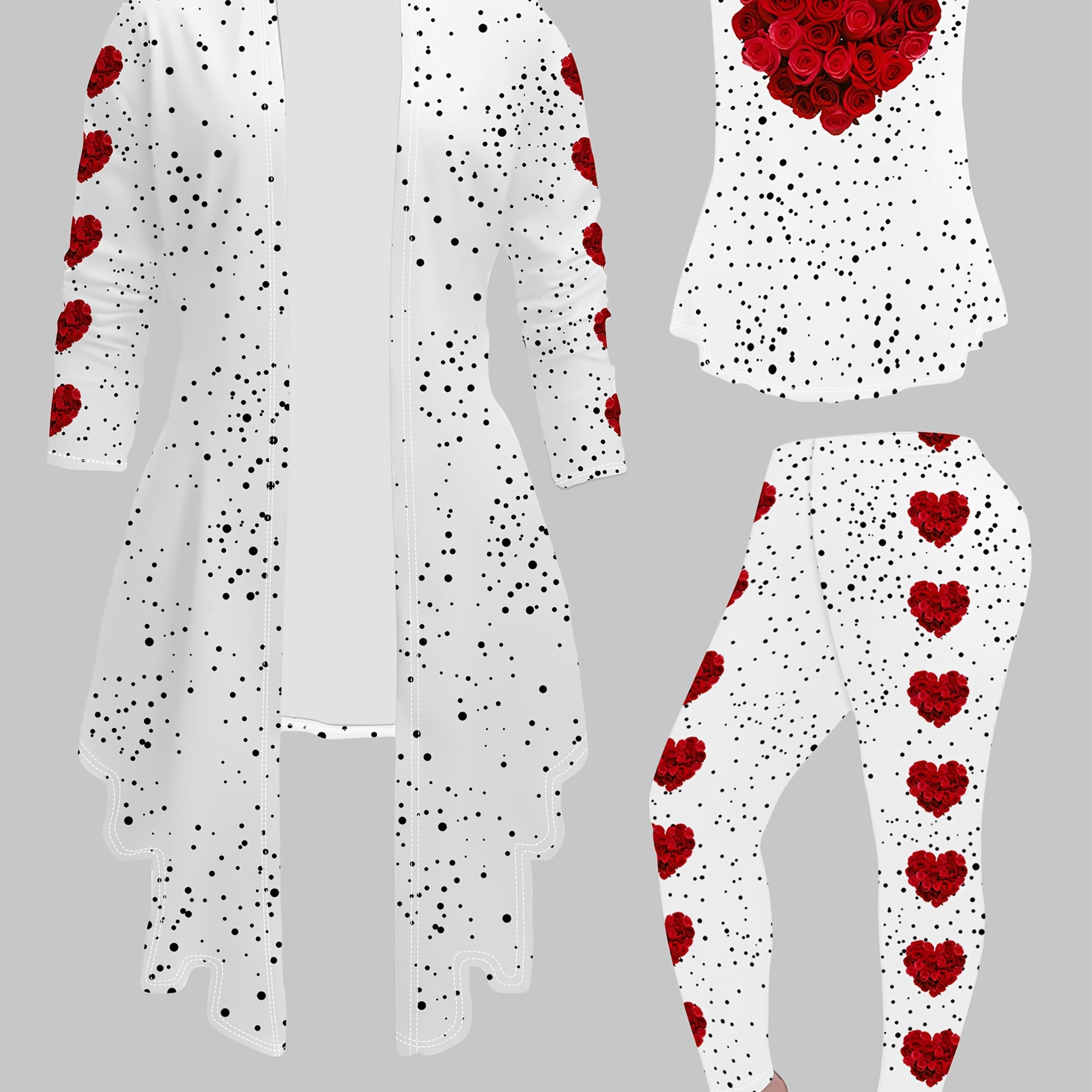 TEMU Elegant Women's Suit Jacket Top, Camisole And Long Pants Fashionable Casual Matching 3pcs Set Heart Rose Floral Print