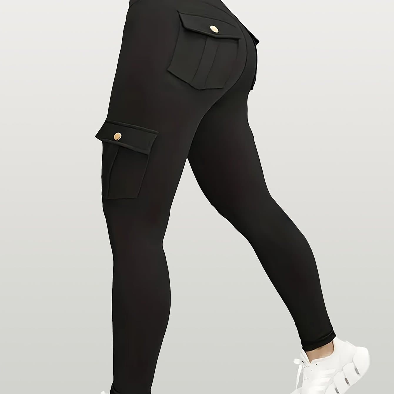 TEMU 1pc High-waisted Cargo Pants, Stretchy Skinny Sports Leggings, Quick-dry Running Workout Pants, Lifting, Street Style, Women' Trousers