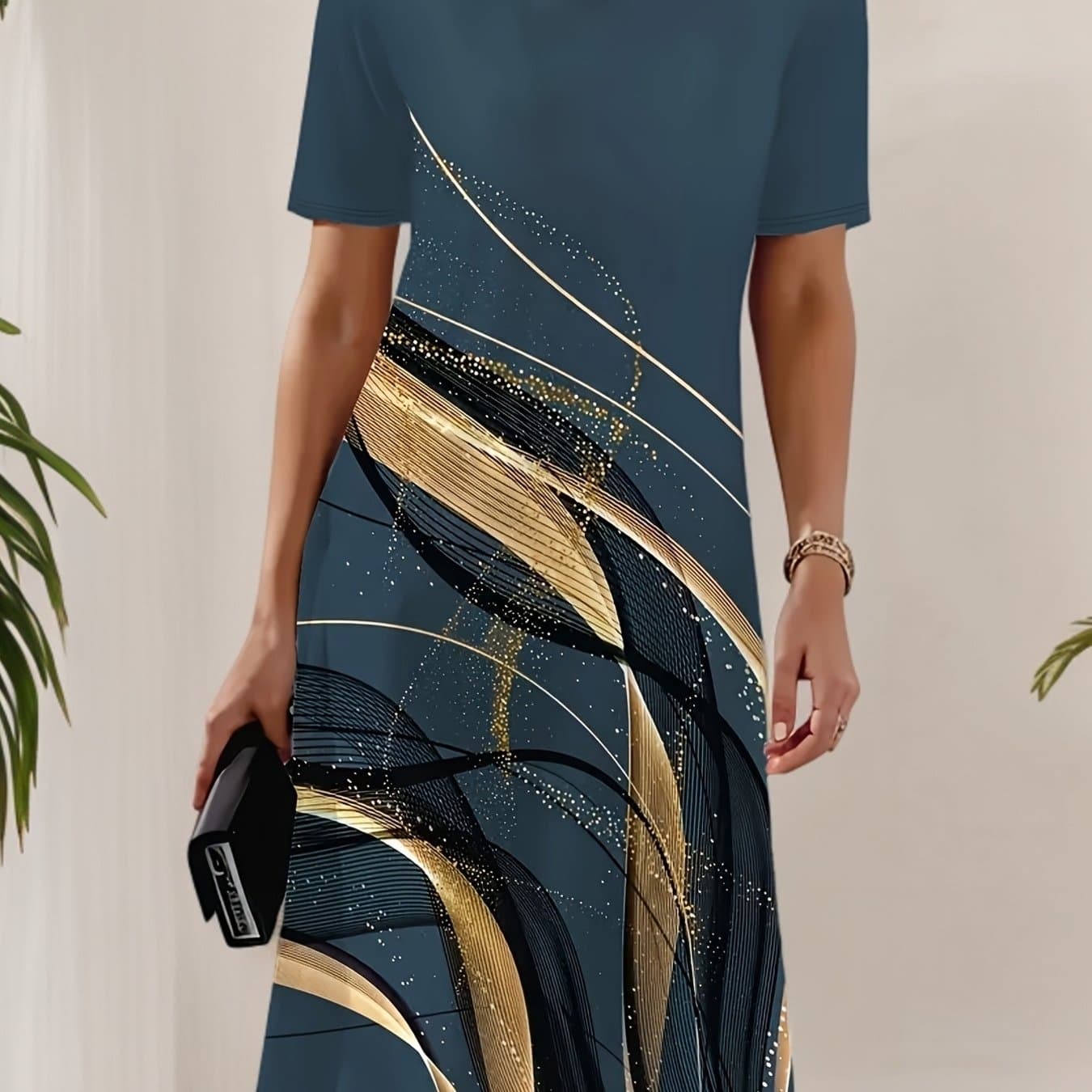 TEMU A New Women's Dress With A Round Neckline And Ruffle Details, Fashionable And Unique