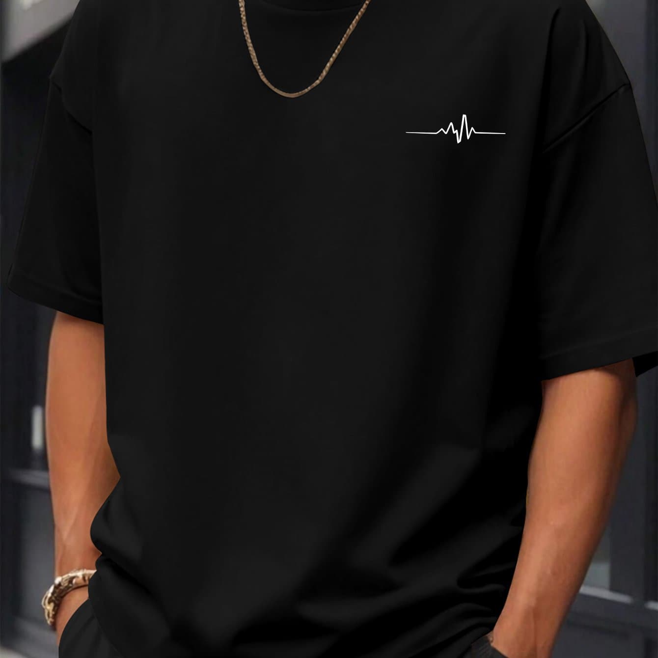 TEMU Men's Small Pattern Printed Round Neck Short Sleeves, Boyfriend Gift, Suitable For Going Out Men's T-shirt, Plus Size