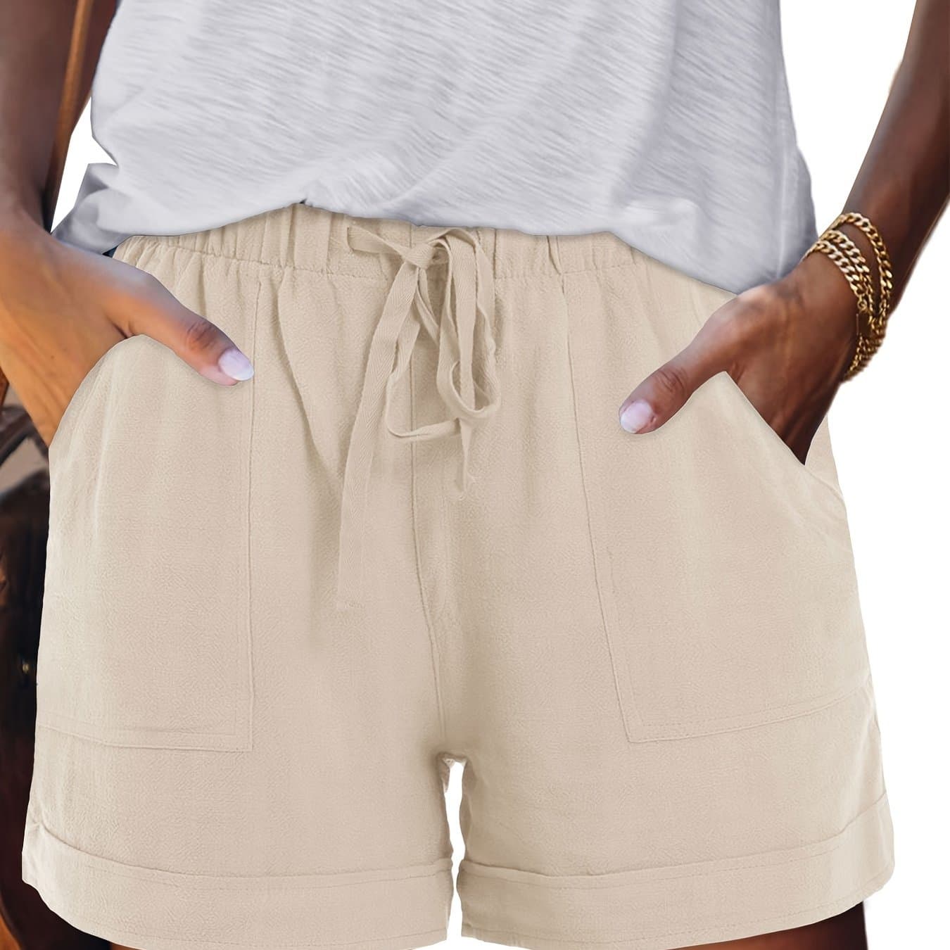 TEMU Women's Comfy Drawstring Casual Elastic Waist Shorts Summer Beach Lightweight Short Pants With Pockets