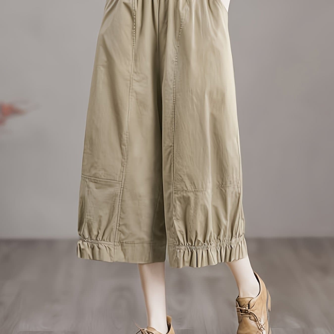 TEMU /summer Women's Fashion Solid Color Loose- Casual Pants