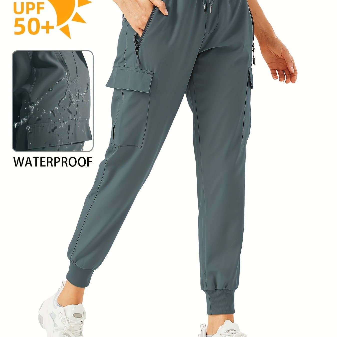 TEMU Women's Cargo Joggers Hiking Pants Lightweight Camping Quick Dry 50+ Zippered Pockets