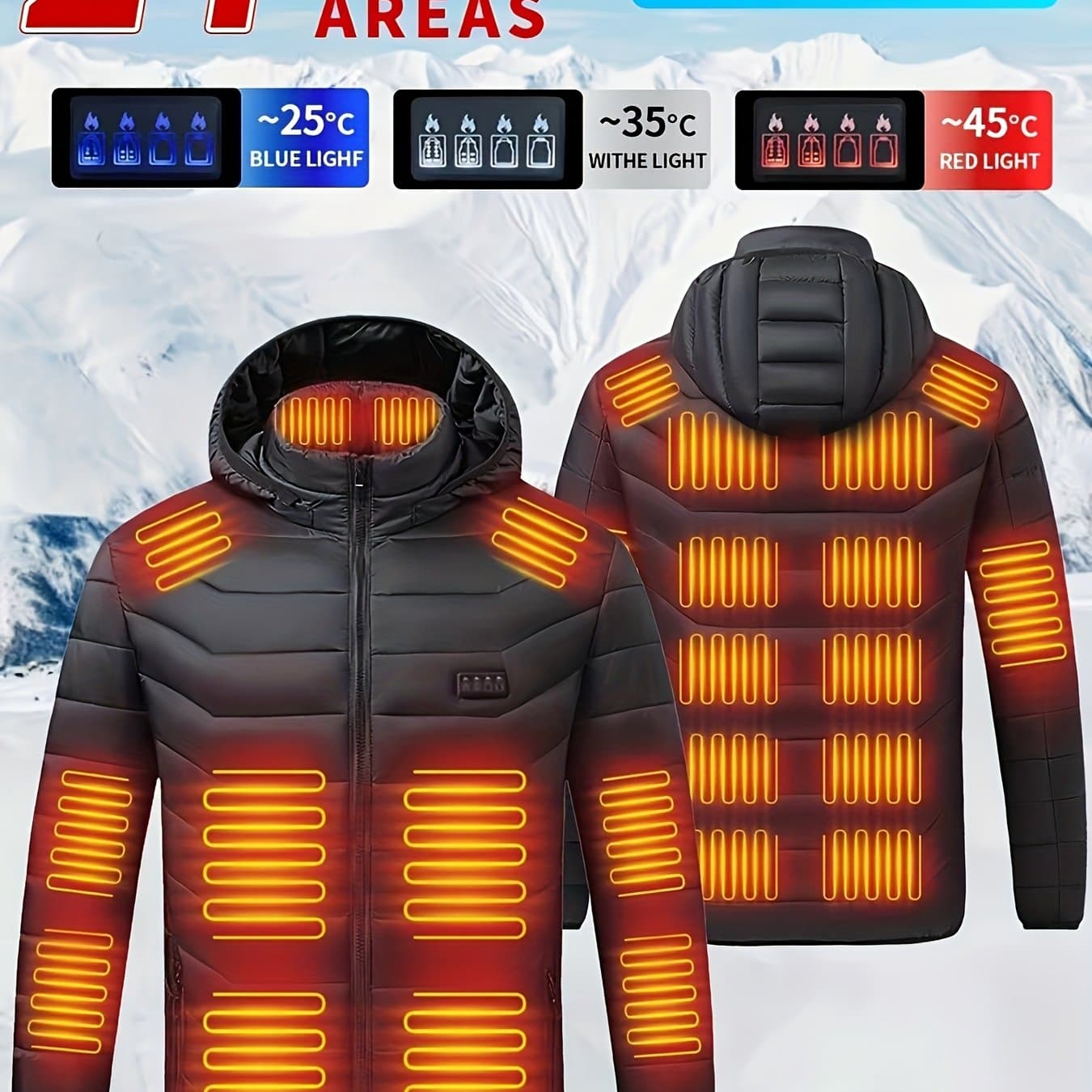 TEMU Smart Heated Jacket For Men And Women, Suitable For Outdoor Sports And Fishing, Featuring Usb Electric Heating And Adjustable Temperature ( Not Included).