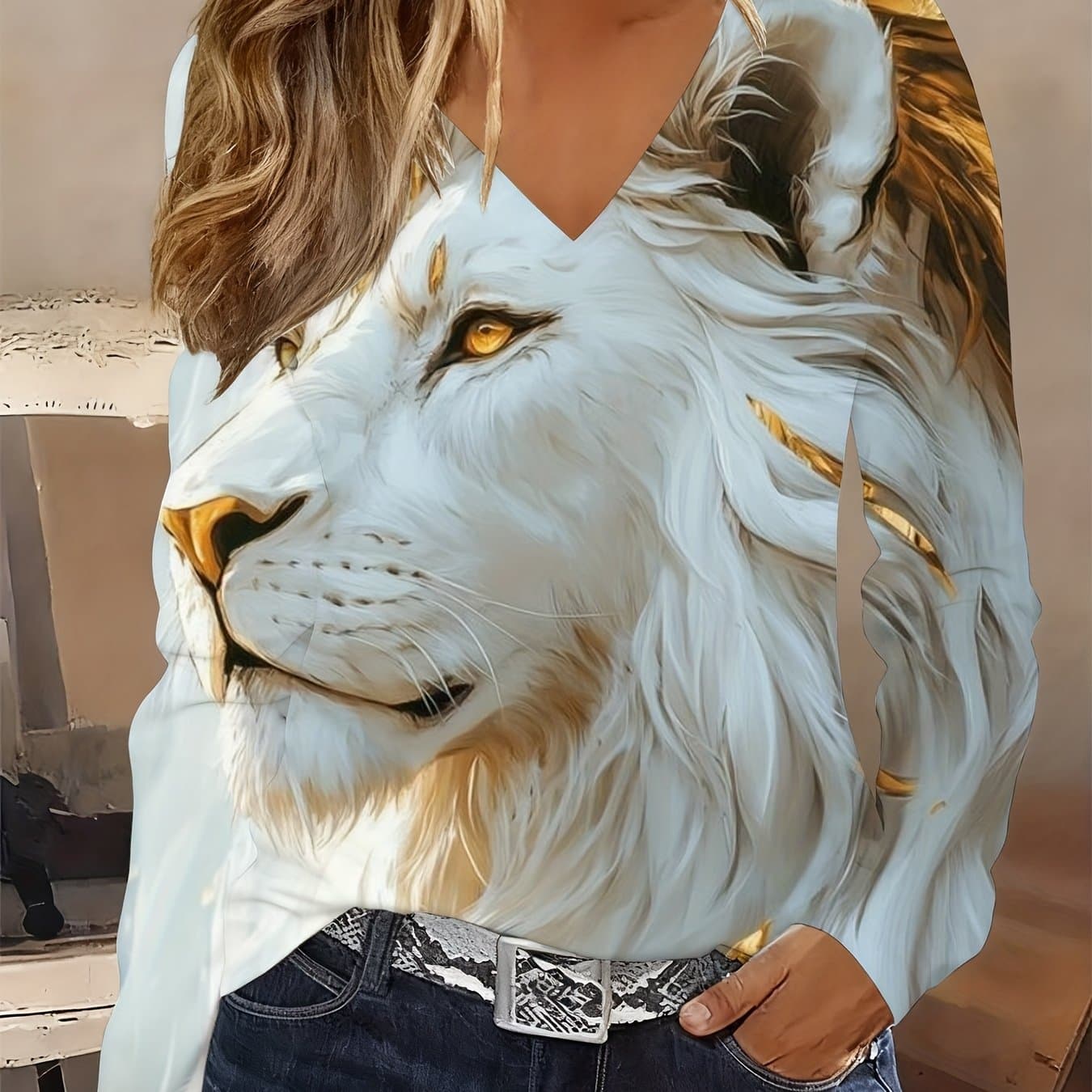 TEMU Women's Full Print T-shirt, Tee For Daily Casual, Gifting