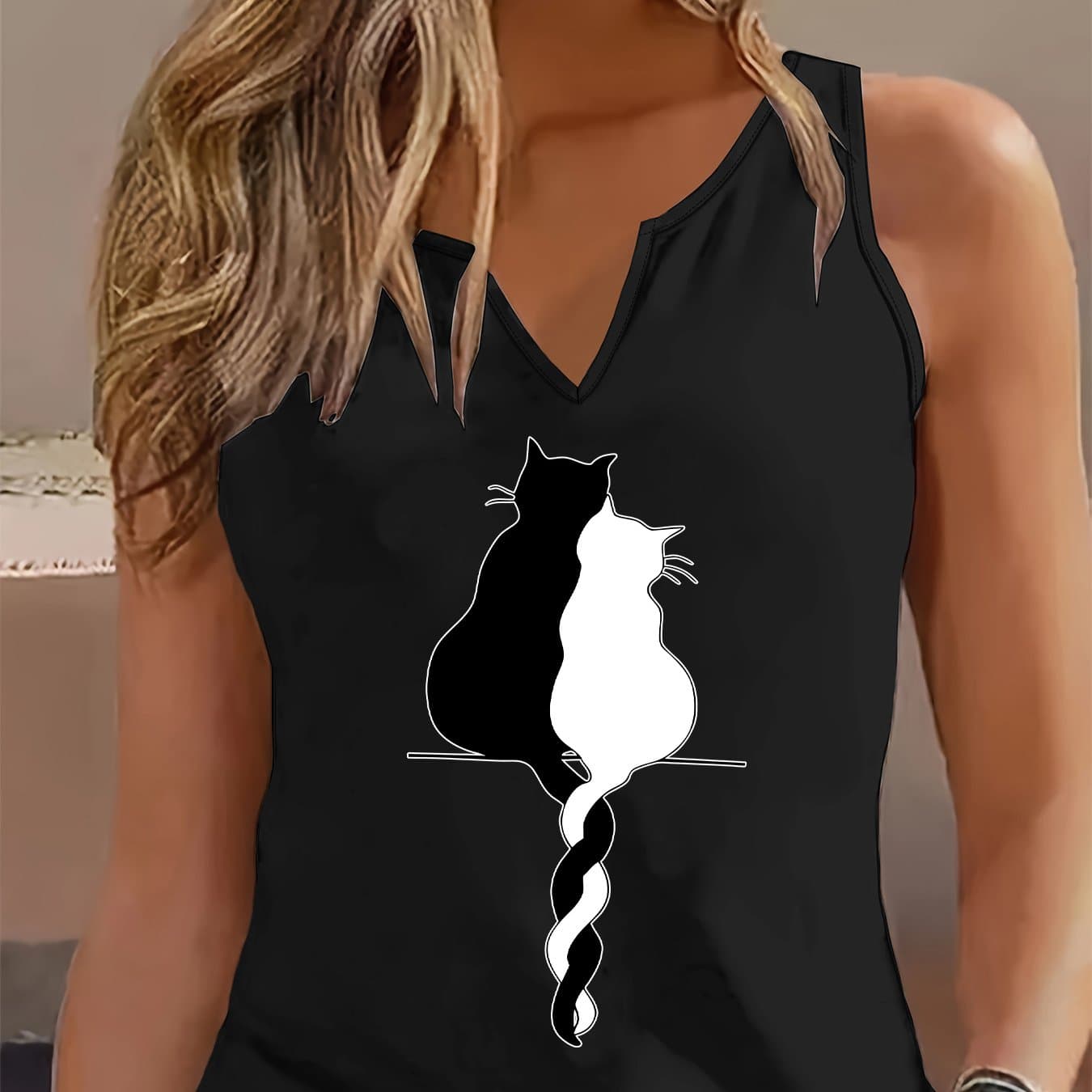 TEMU Graphic Print Tank Top, Sleeveless Casual Top For Summer & Spring, Women's Clothing thumbnail 2