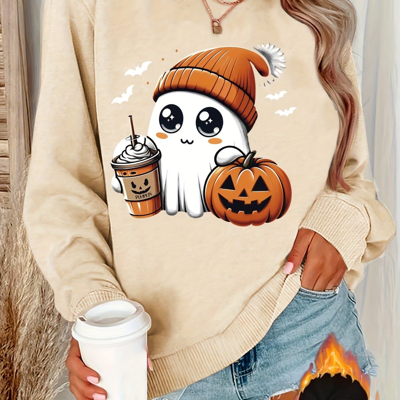 TEMU Graphic Print Sweatshirt, Crew Neck Casual Sweatshirt For Winter & Fall, Women's Clothing