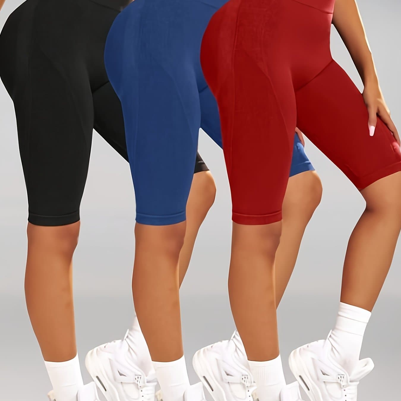 TEMU Knee-length Pants, Yoga, Sports, Fitness, Seamless, -lifting, , Outerwear, Set Of 3