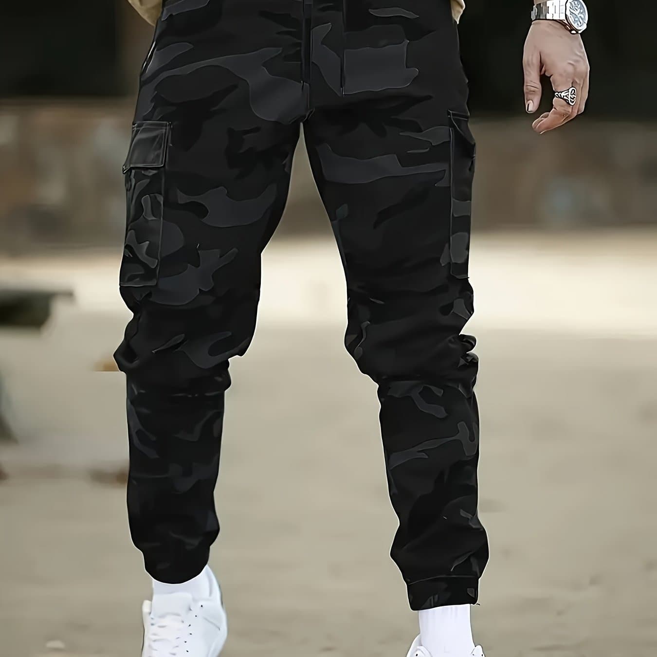 TEMU Men's Camo Jogger Pants Military Cargo Pants Leg-bound Tapered Casual Camouflage Pants