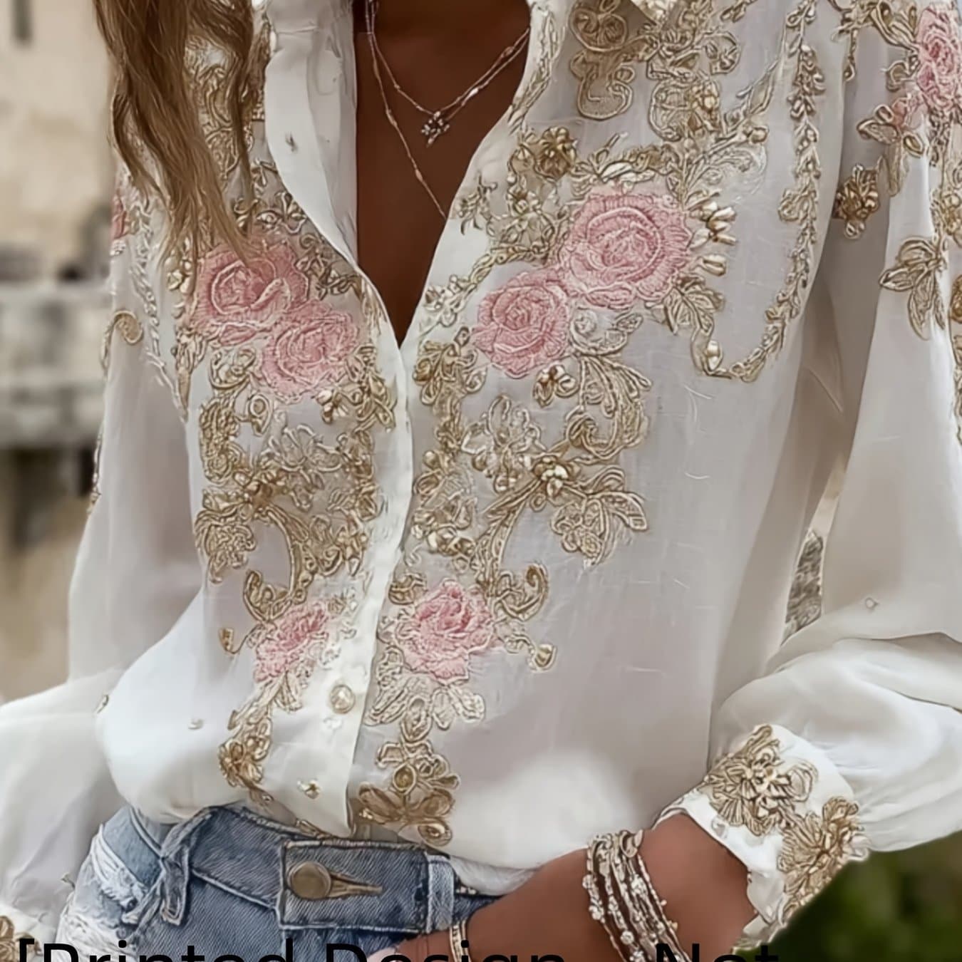TEMU [printed Design – Not Textured] Women's Fashion Casual Loose Shirt Gentle Lazy Style Top