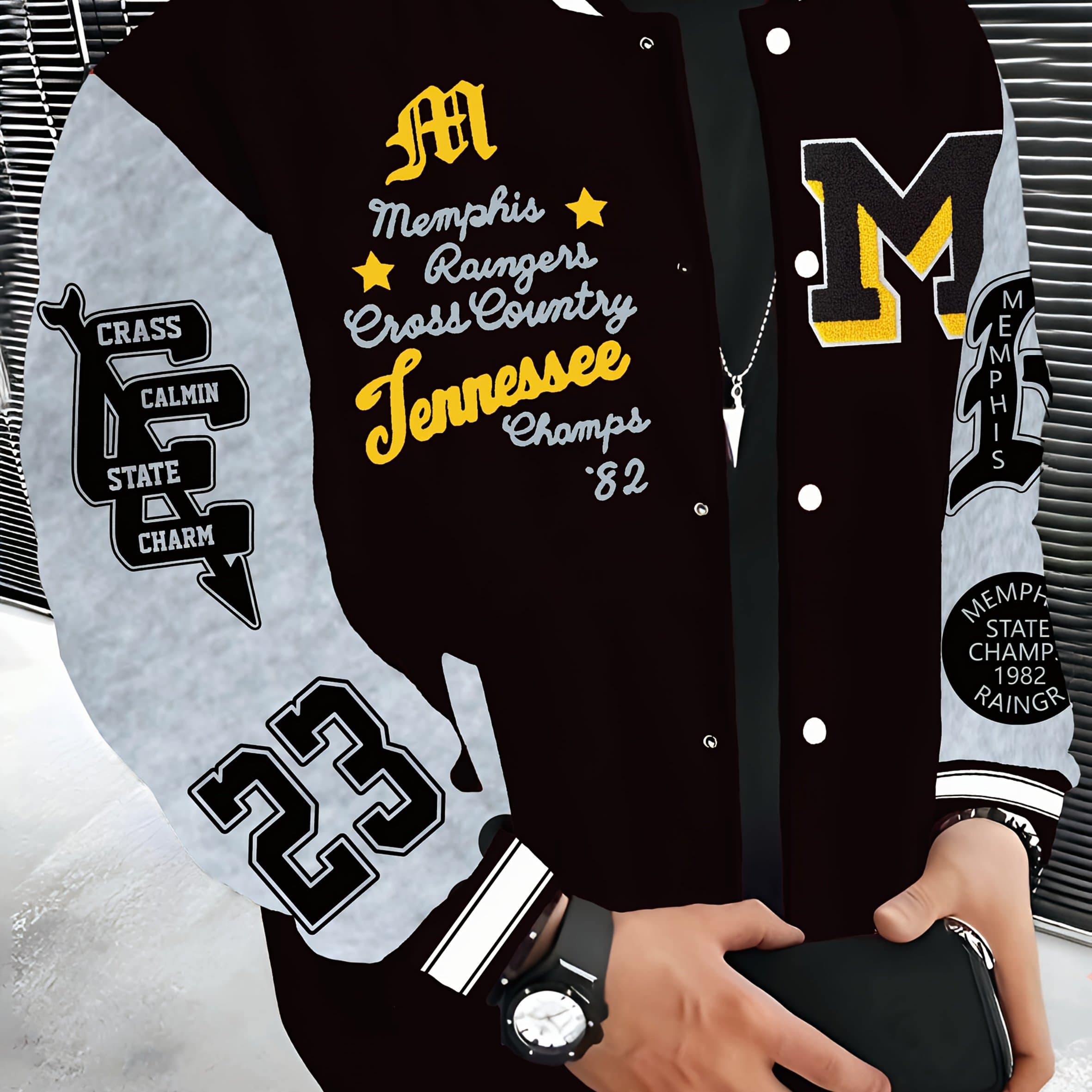 TEMU Autumn And Winter Trendy Brand Embroidered Lightweight Fleece Oversized Baseball Jackets For Men And Women, Stylish Sportswear For Couples, Rock And Hip-hop Outerwear, Plus Size