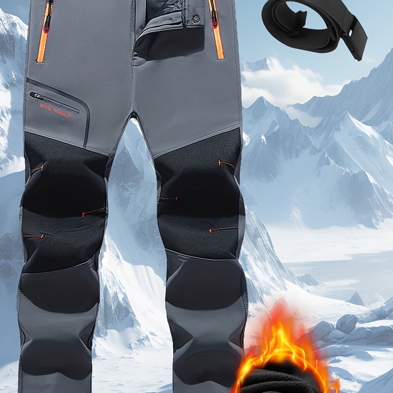 TEMU Men's Outdoor Tactical Pants, Autumn/winter Loose Straight-leg Hiking Pants, 2023 New -lined Thickened Softshell Pants, Fashionable Versatile Casual Long Pants, Adventure Warm Ski Pants For Men