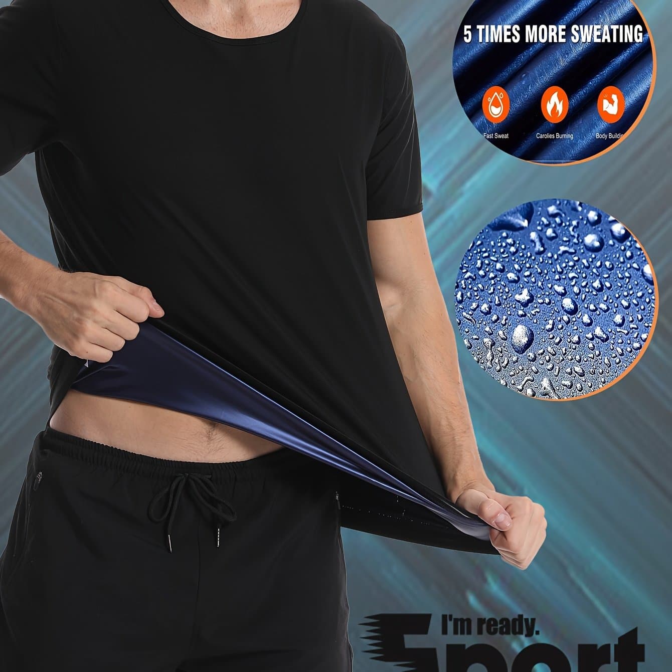 TEMU Brand Men's Sweatshirt Sleeve Shaping Underwear Fitness Sports T- Sweatshirt