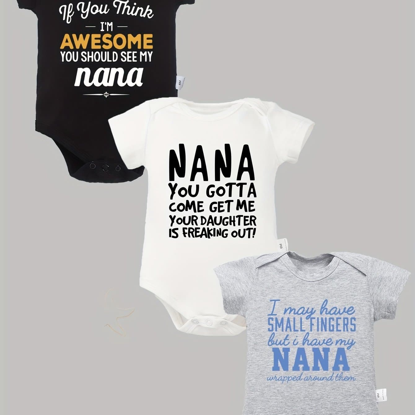 TEMU 3pcs Cotton Baby Onesies My 's Letter Printed Soft Casual Round Neck Baby Onesies, For Outdoor