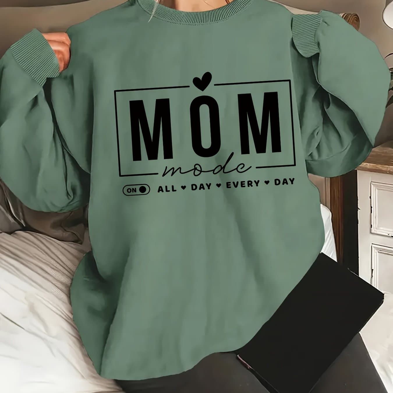 TEMU Letter Print Sweatshirt, Crew Neck Casual Sweatshirt For Fall And Spring, Women's Clothing