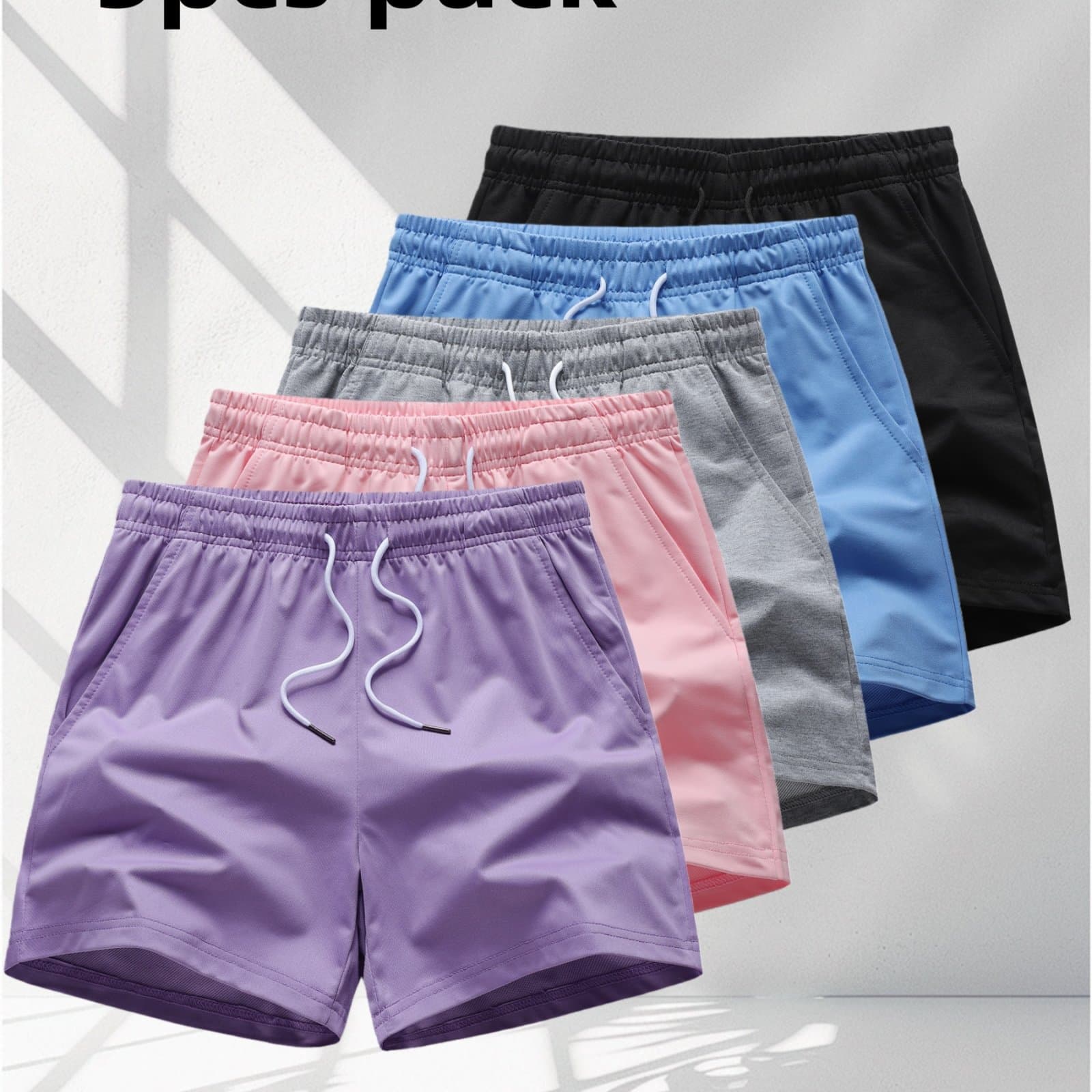 TEMU 5-pack Women' Basic Casual Shorts, 5 Colors , Trendy Colors, , , With , Drawstring Waist, As , Women' Pants, Summer Casual Wear, Suitable As Women's Gift