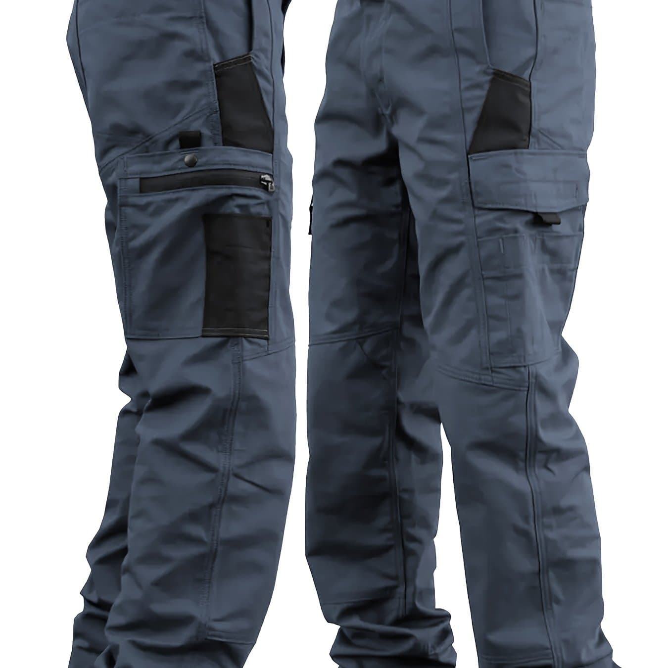 TEMU 1pc Men's Tactical Cargo Pants, Multiple Pockets - Durable Fabric For Outdoor Hiking And Construction Work, Spring/fall/summer Seasonal , Safety Work Pants, Solid