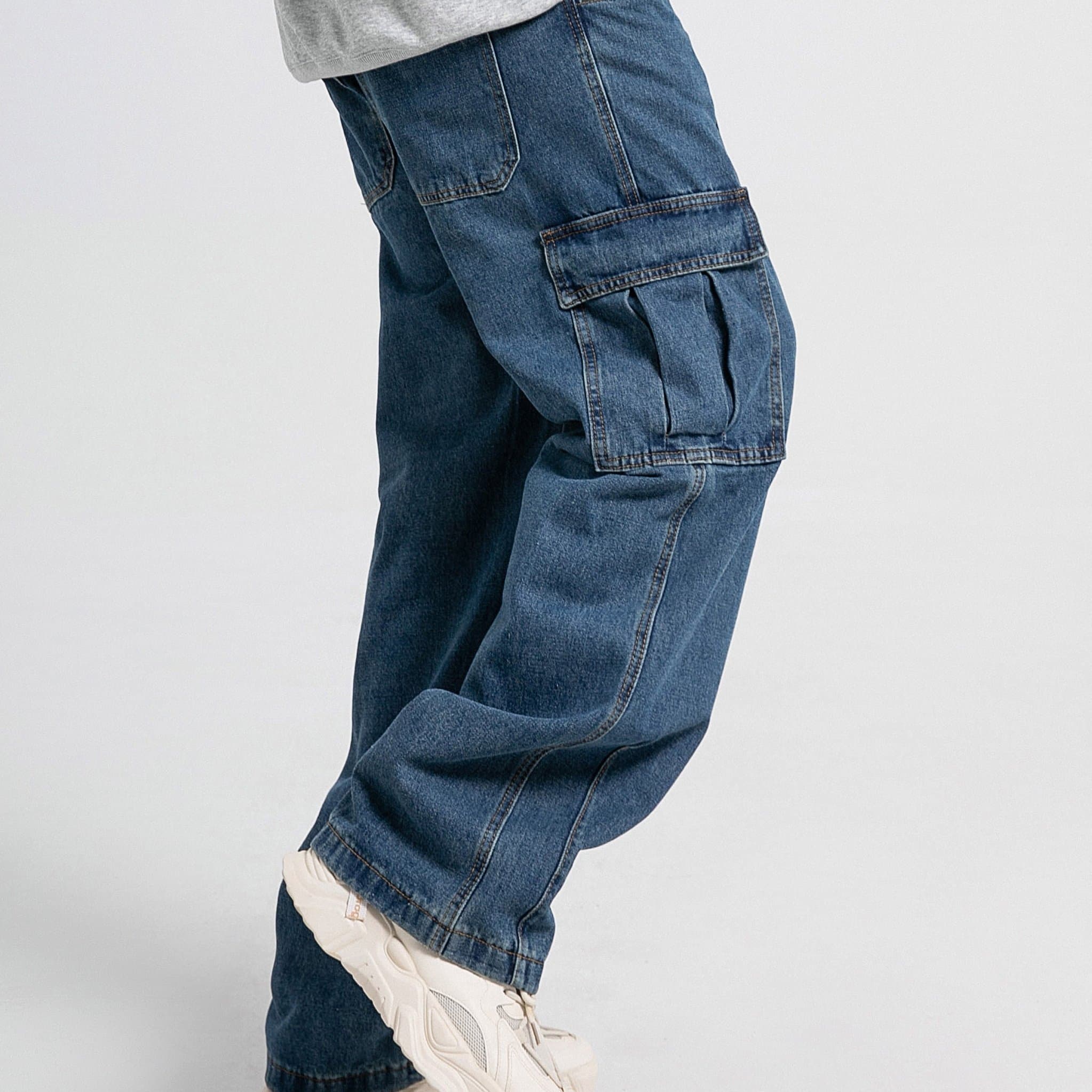 TEMU Men's Workwear Jeans Hip-hop Street Dance Party Denim Jogging Pants Street Wide Leg Workwear Pants Straight Tube Loose Slimming Trend Retro Casual Denim Pants