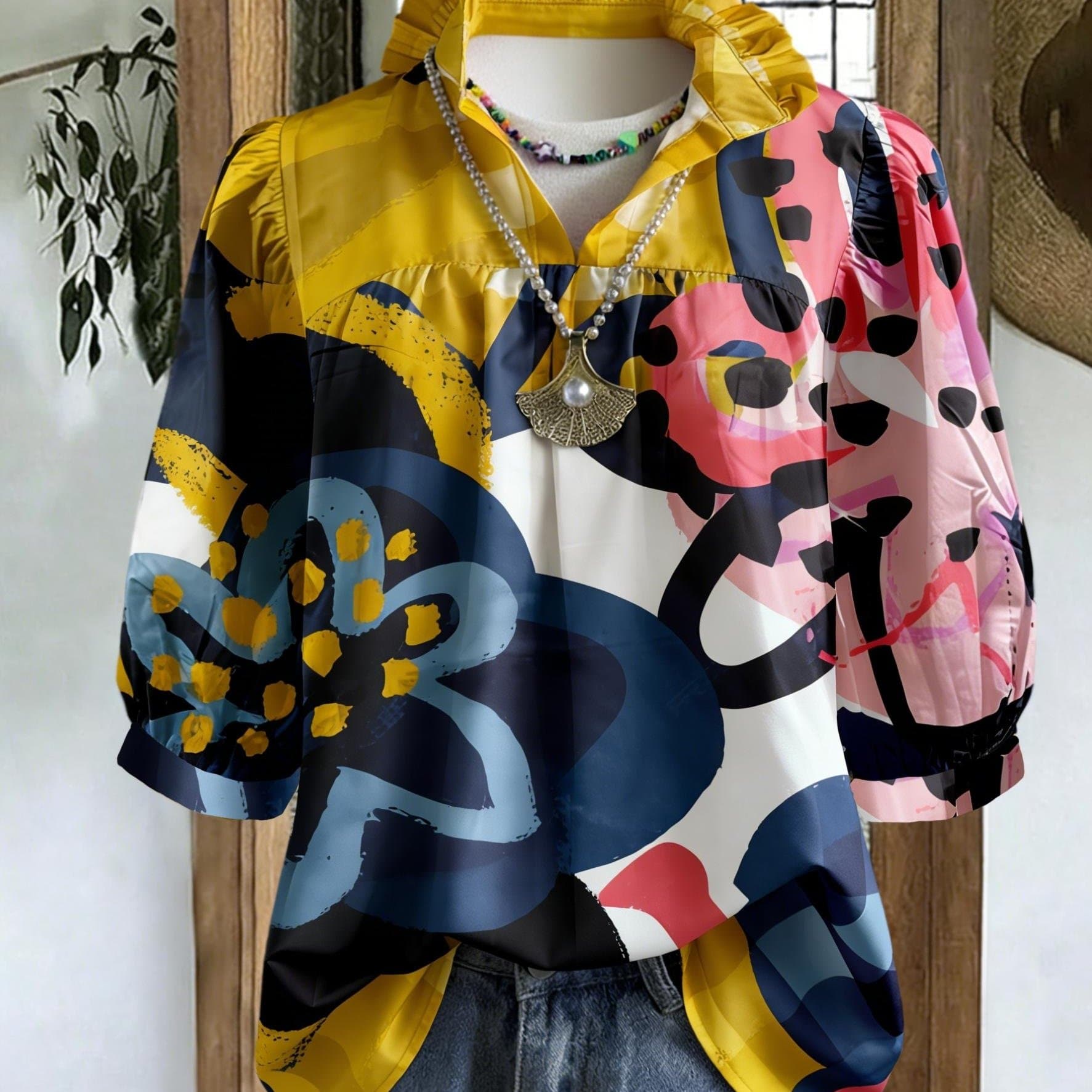 TEMU Spring Summer Women's Shirt Colorful Print Short Sleeve Ladies Half Sleeve Blouse Party Travel Beach Casual Women's Shirt
