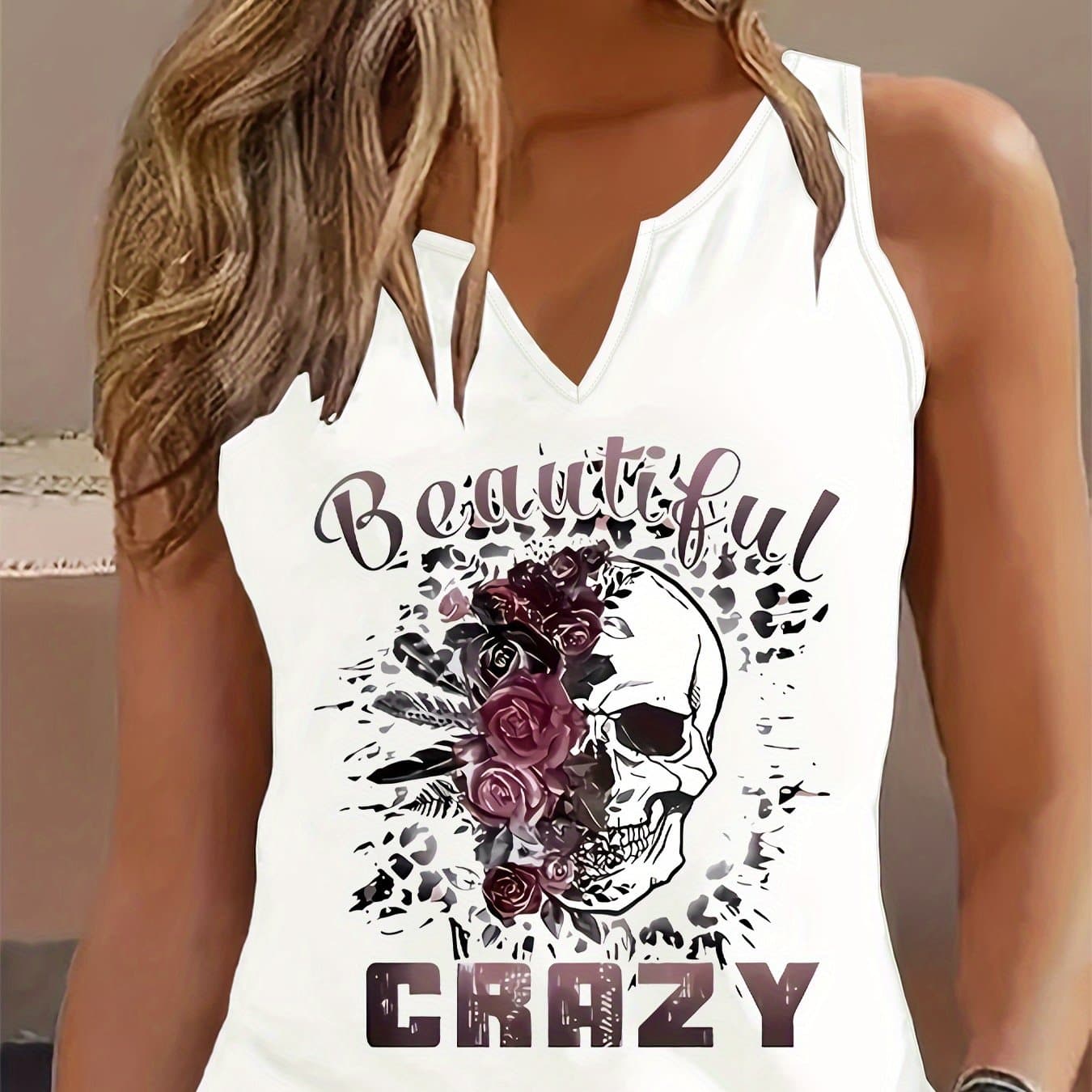 TEMU Graphic Print Tank Top, Sleeveless Casual Top For Summer And Spring, Women's Clothing
