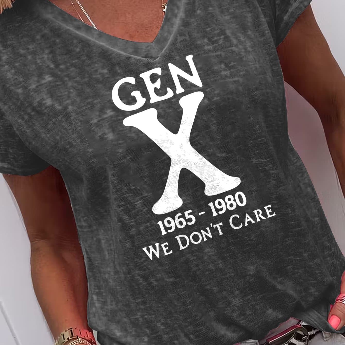 TEMU Casual Graphic Print Tshirt, Gentle Drape Elegant Summer Tee, Loose Body Types, Breathable Soft Comfortable Fabric, Easter's Day, Home Wedding Outing Ready