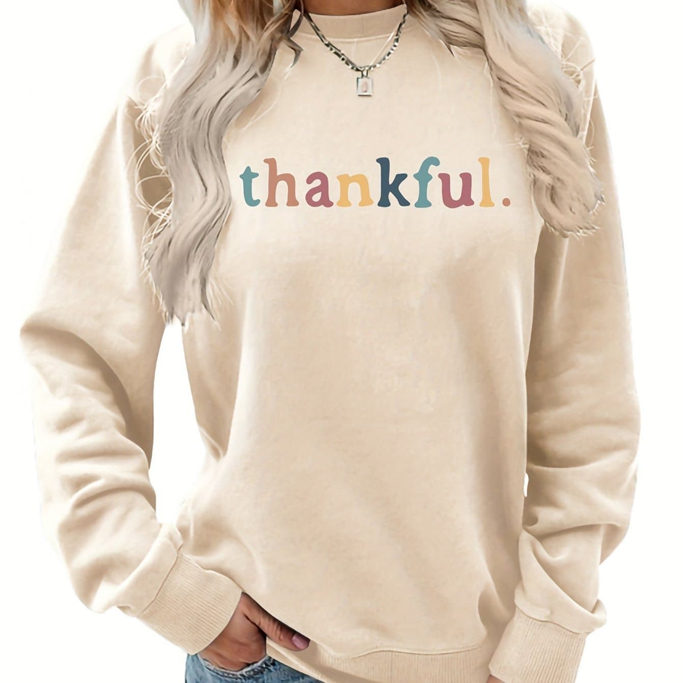 TEMU Thanksgiving Printed Pullover Sweatshirt, Autumn Winter Casual Long Sleeve Crew Neck Sweatshirt, Women's Clothing