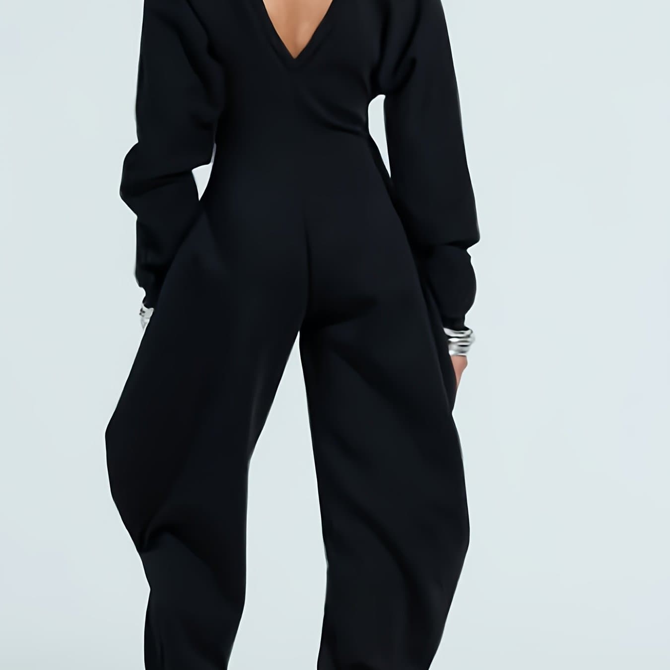 TEMU European And Temperament, V-neck, Sexy Long-sleeved Jumpsuit, Trousers, Street Trend
