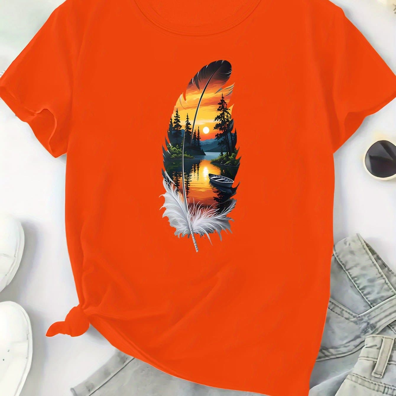 TEMU Plus Size - Plus Size - Casual T-shirt For Plus Size Women, Featuring A Round Neck, Short Sleeves, And A Slightly Stretchy Material, Designed For In For