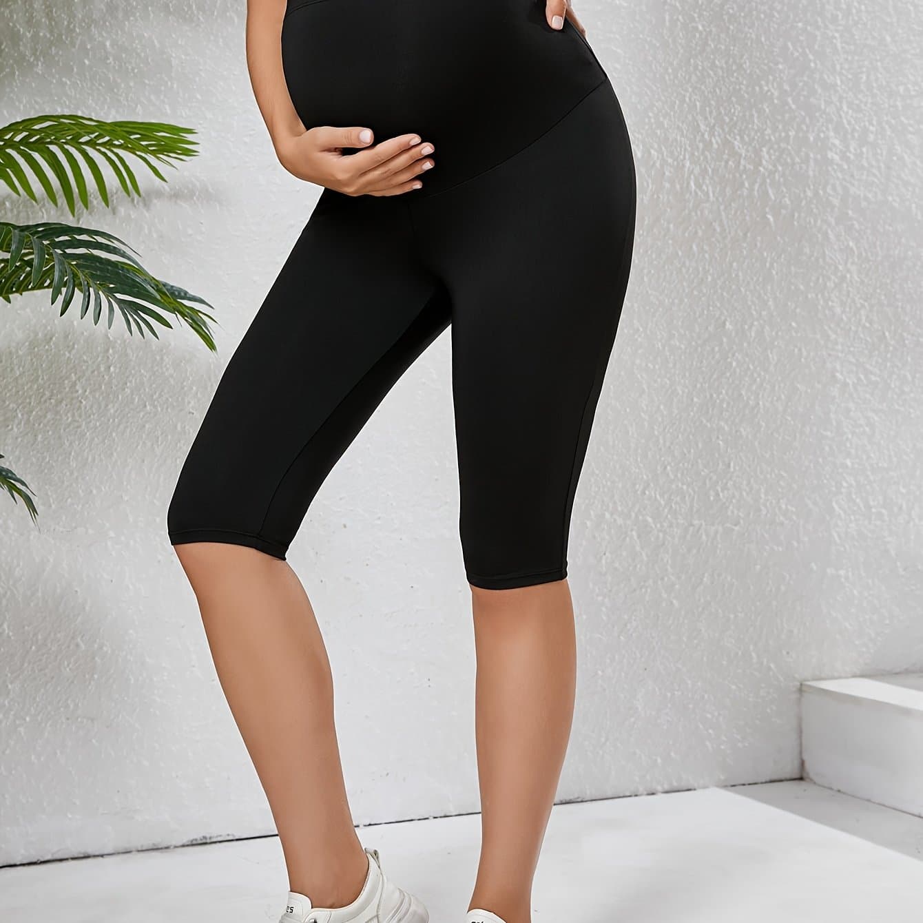 TEMU Pregnant Women's Adjustable Waistband Capri Shorts