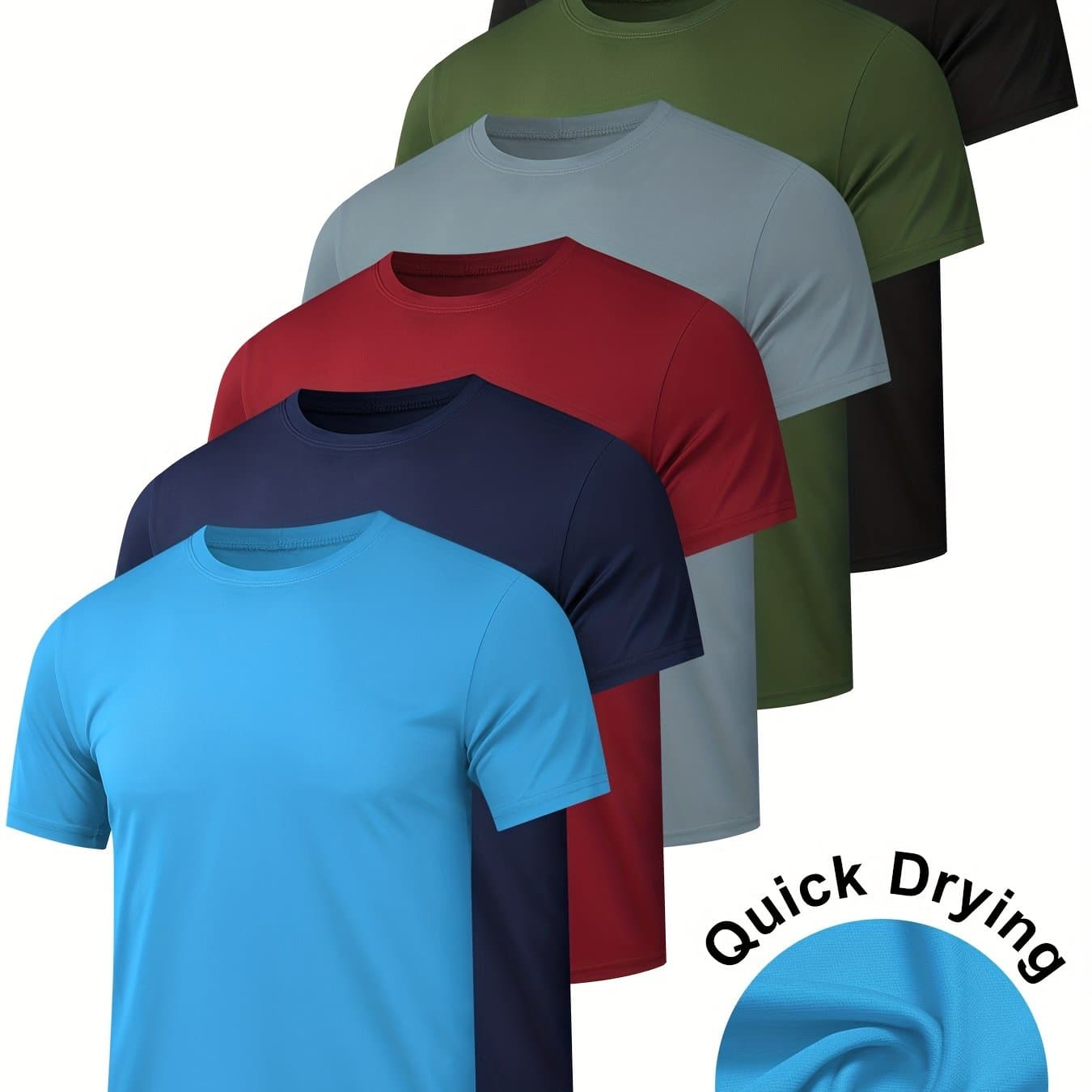 TEMU 6 Pack Men's Quick Dry Workout Gym T Shirts, Short Sleeve Active Running Athletic Tee Tops