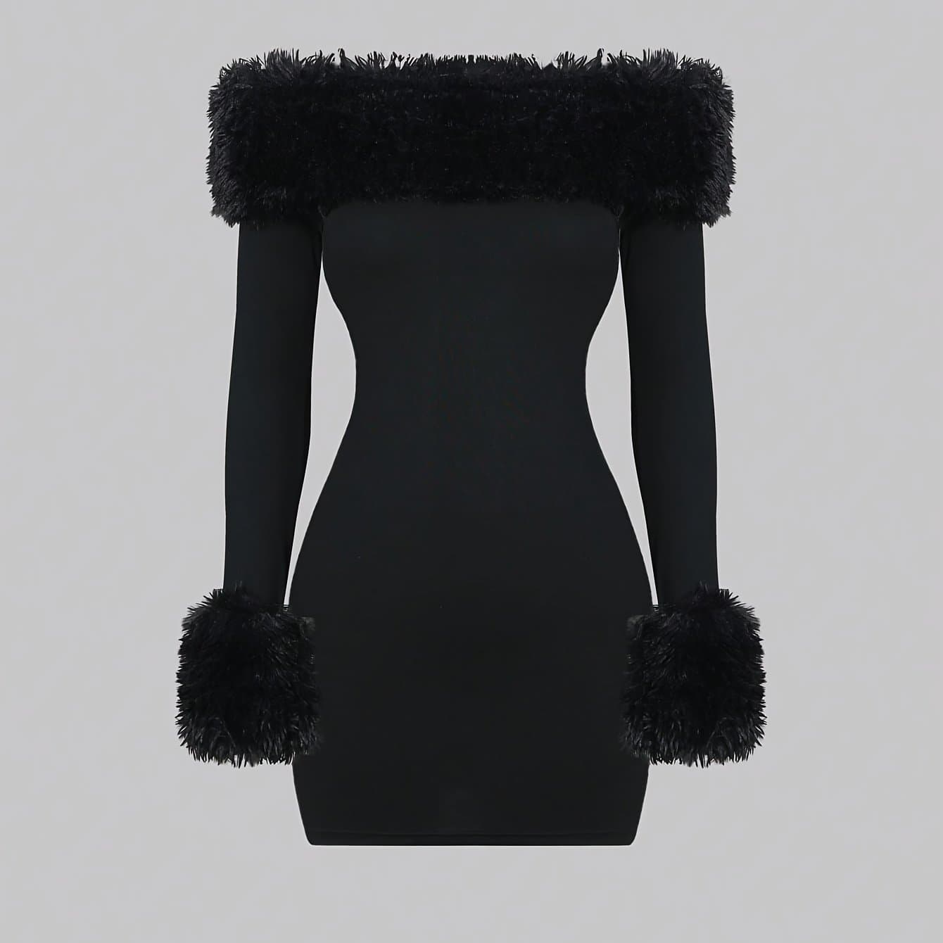 TEMU Autumn And Winter Style Sexy Romantic Spliced Tight-fitting Hip Wrap Dress, Dating Commuting Ladies Dress One-neck Solid Color Versatile Easy Waist Hip Wrap Dress Fashion