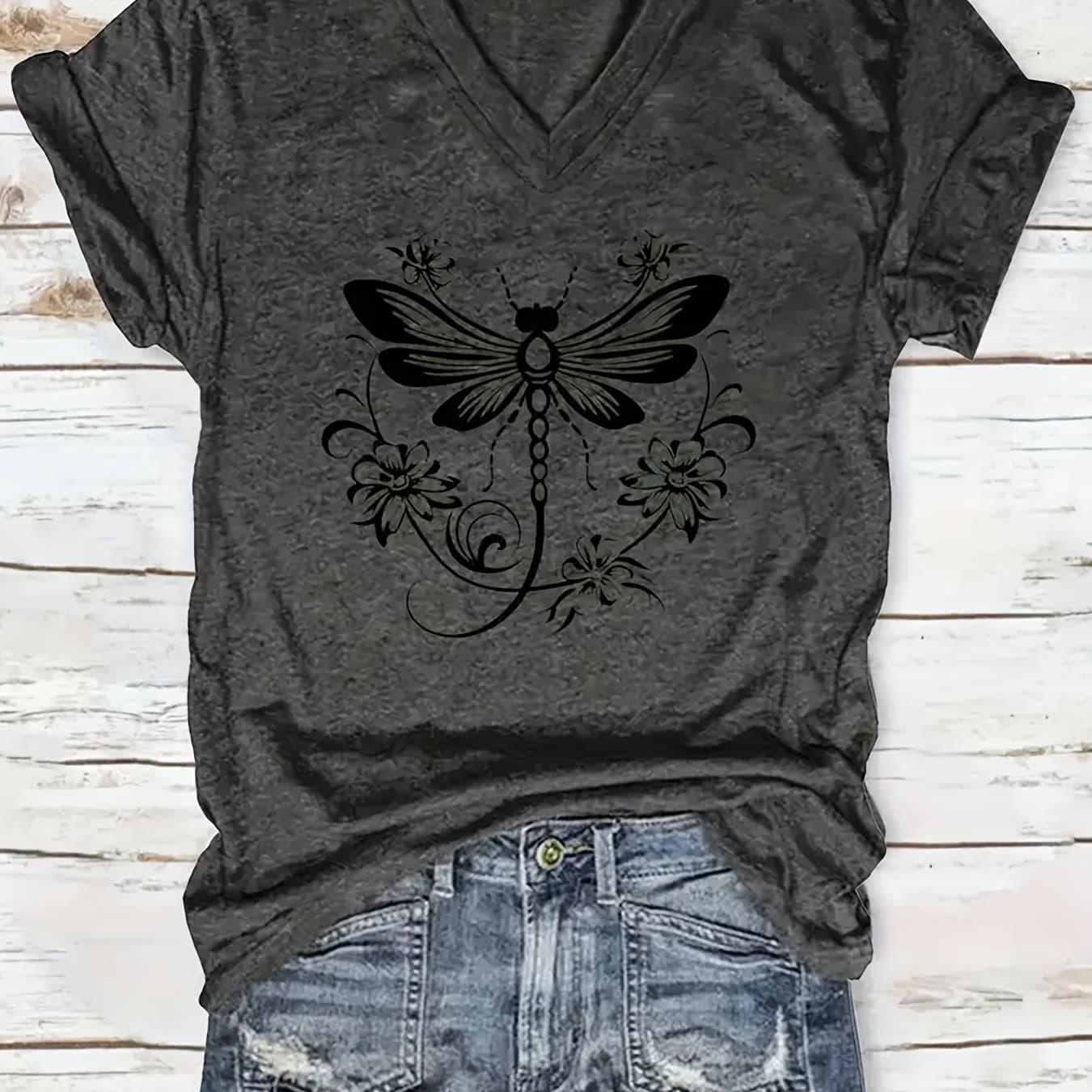 TEMU Plus Size, Women's Plus Size Fashion Printed T-shirt, Round Neck , Lightweight And Breathable Loose T-shirt, Suitable For Spring And Summer Wear