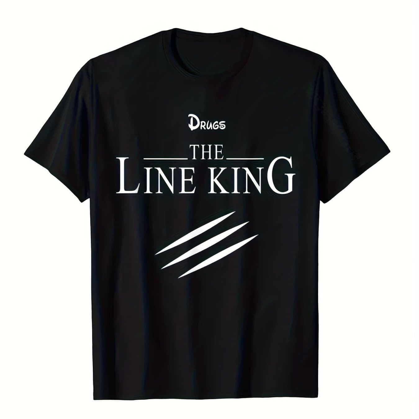 TEMU [cotton Graphic T-shirt] 100% Cotton Men's " King" Graphic T-shirt | Breathable & Stretchy, Casual Crew Neck, Black With White Print, Sports, Parties, And Casual Attire