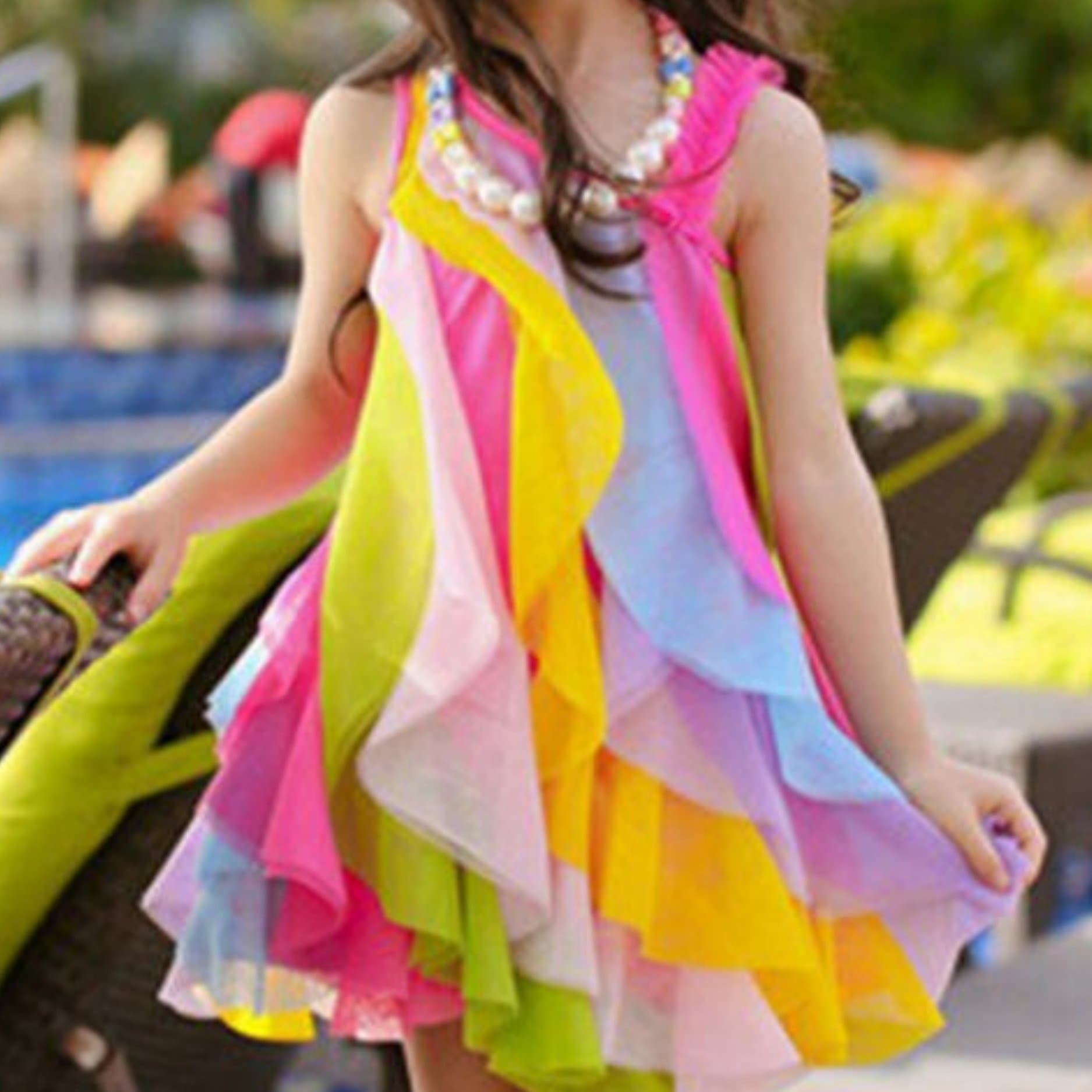 TEMU Toddle Girls Princess Dress Beaded Puff Sleeves Mesh Cake Dress Banquet Host Performance Gift Light Yellow Dress