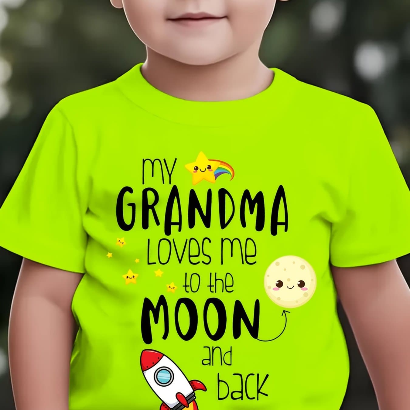 TEMU Summer Fashion Short-sleeve T-shirt For Boys With The 'my Grandma And Back' Print, Suitable For Outdoor Casual Wear, Model Ny-dxp3378