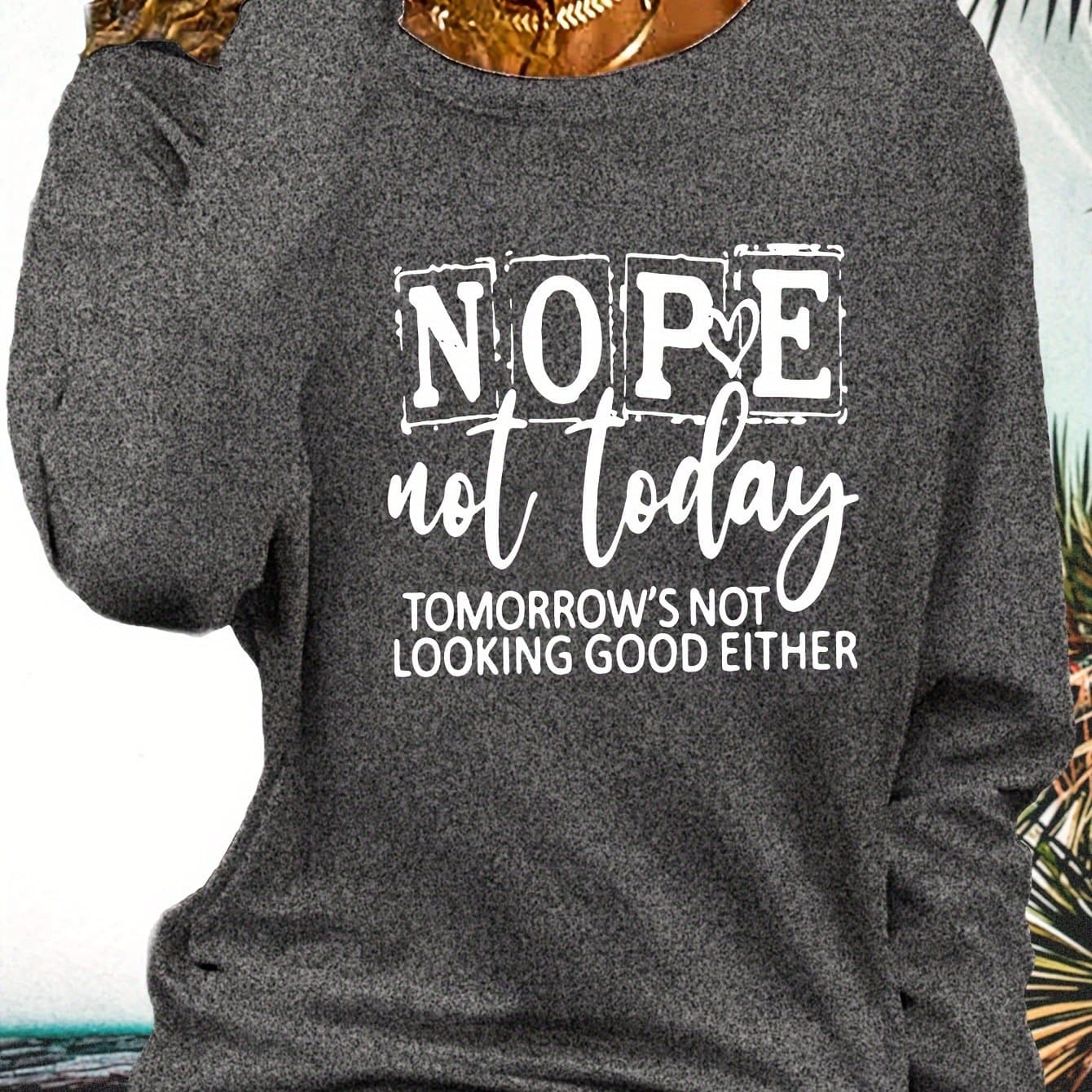 TEMU Nope Letter Print Long Sleeve T-shirt For Autumn And Winter