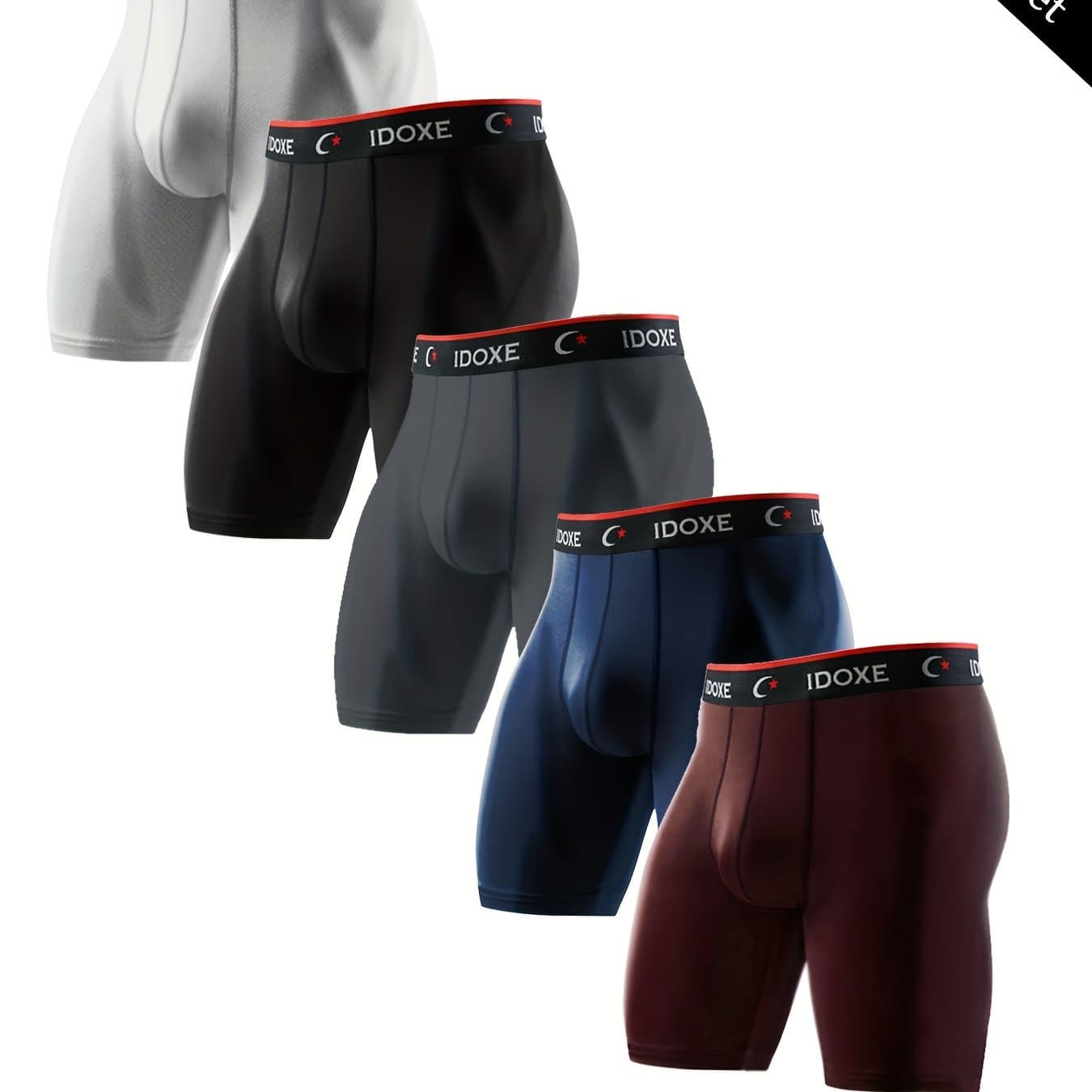 TEMU 5-pc Big Size Men's New Popular Men's Sporty Soft Performance Boxer Briefs 's Underwear Fly Pouch Performance Boxer Shorts, Plus Size