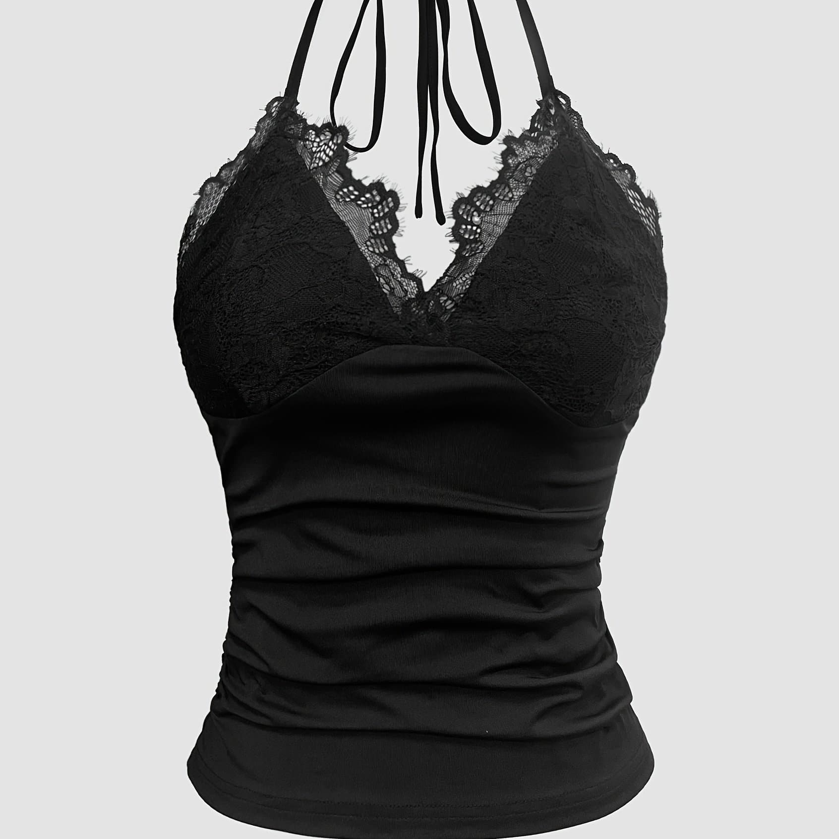 TEMU Lace Strappy Halter Top [ns702]