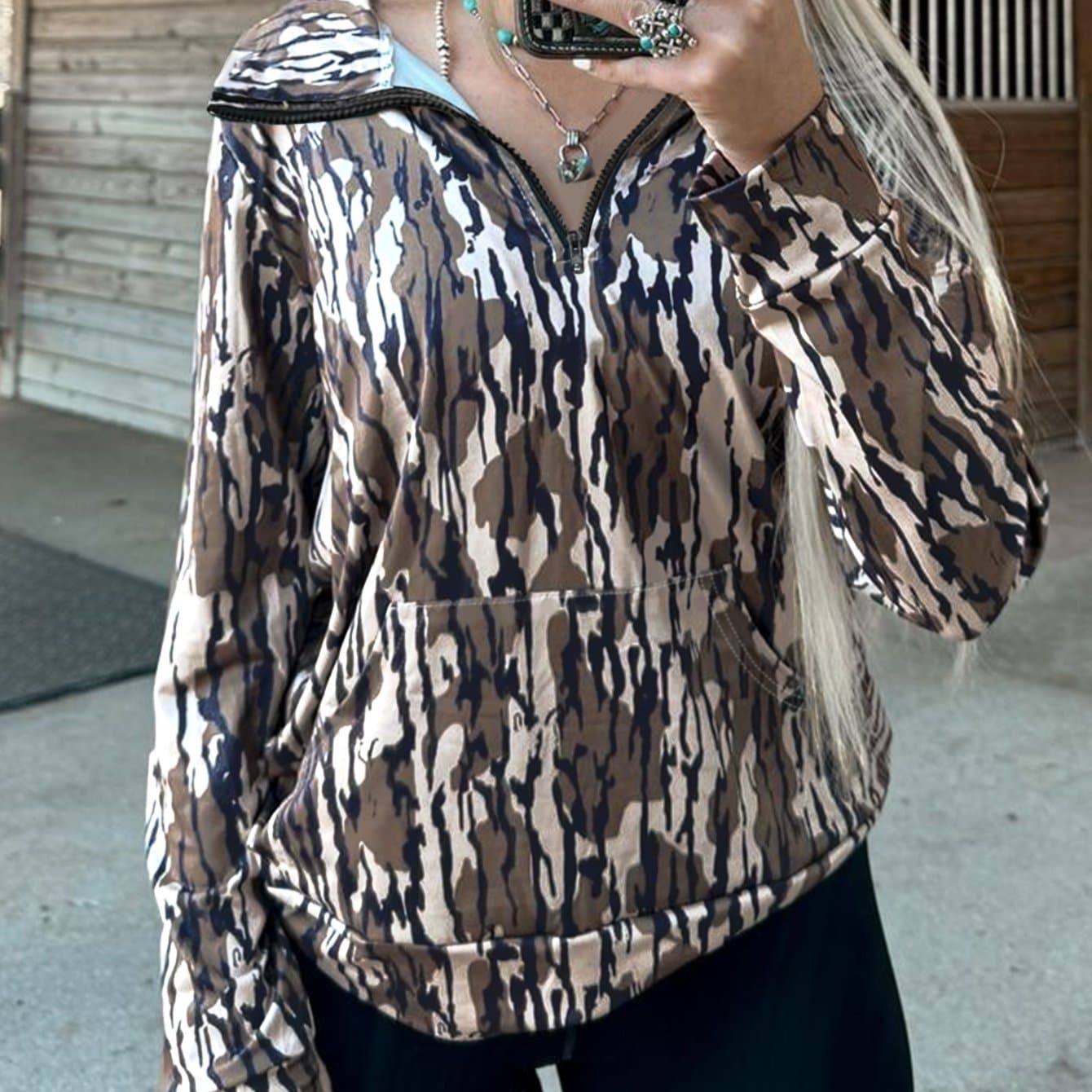 TEMU Women's Retro Camouflage Print Hooded Zipper Jacket - Thermal Winter Coat With Camo Patterns, Outdoor Warm Jacket For, Hunting, Casual Wear (//) - Machine Washable