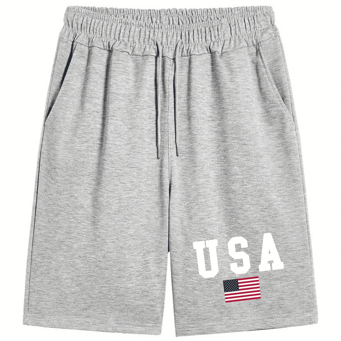 TEMU Men's Printed Drawstring Flat Front Solid Color Spring Summer Sports Shorts