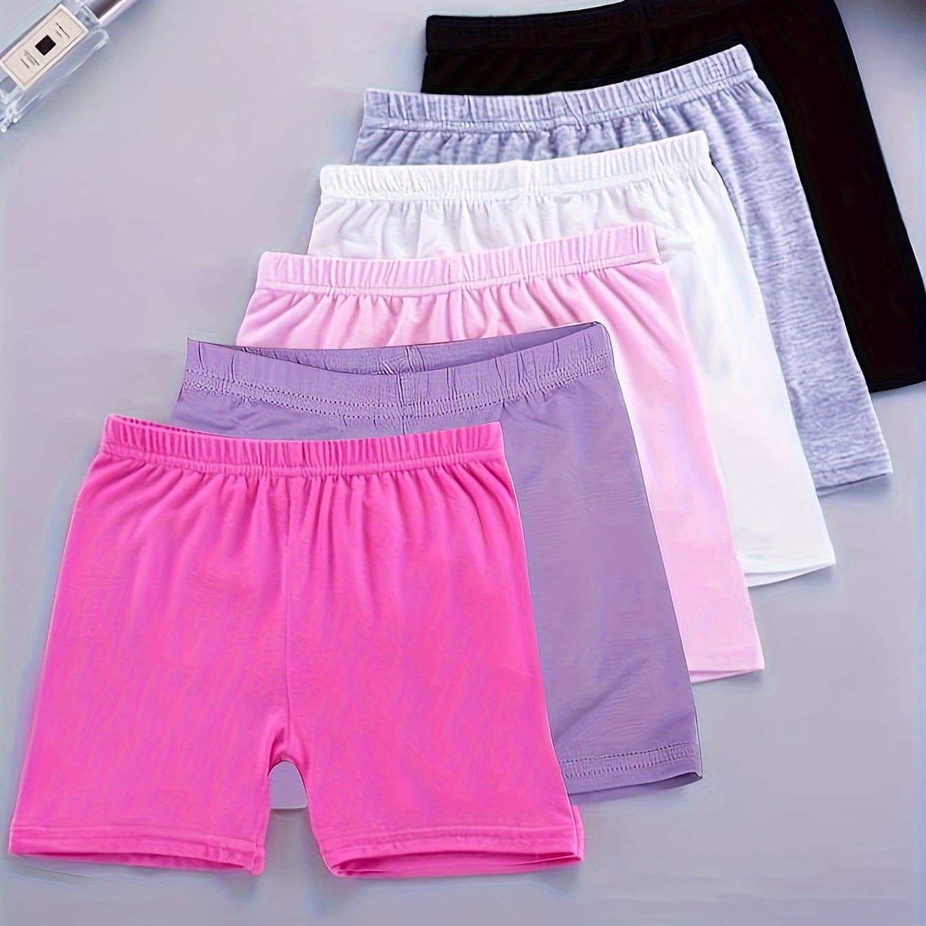 TEMU Random 6pcs Girls Elastic Comfy Shorts, Children Summer Thin Pants & Leggings Girls Bike Shorts Toddler Under Dress Dance Short Kids Biker Shorts