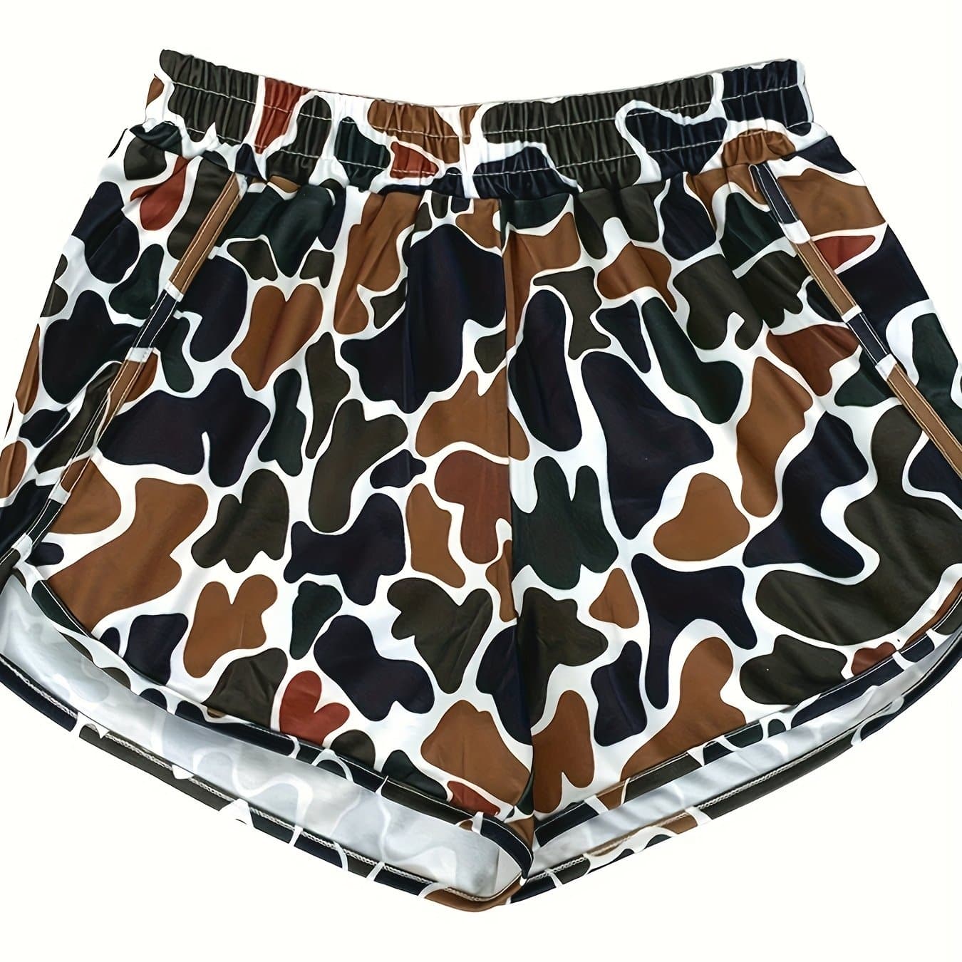 TEMU Women's Fashion Casual Versatile Full-body Camouflage Print Shorts