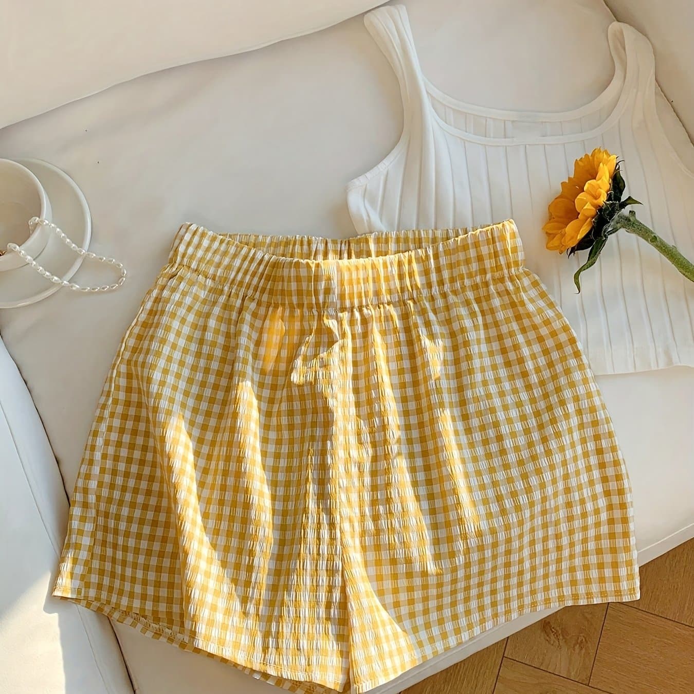 TEMU Women's Fashion Loose Checkered Casual Shorts